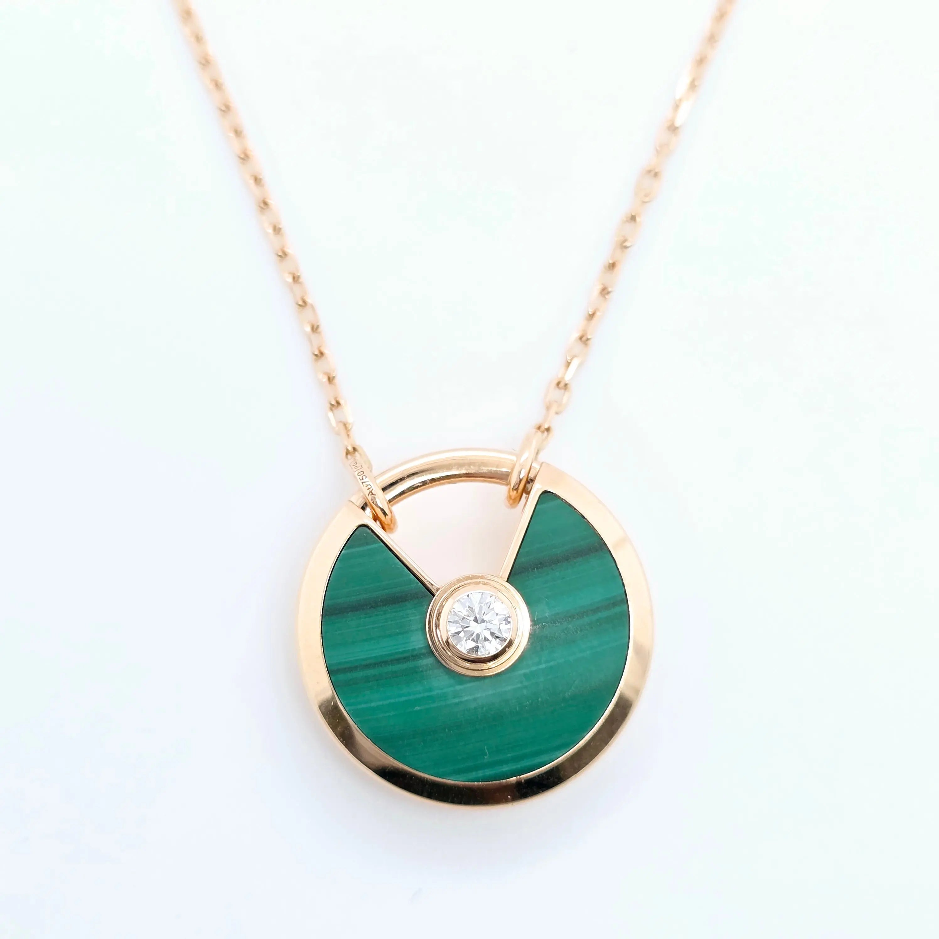 Pre-Owned Amulette de Cartier Necklace | 18K Rose Gold, Malachite Chloe's Jewellers