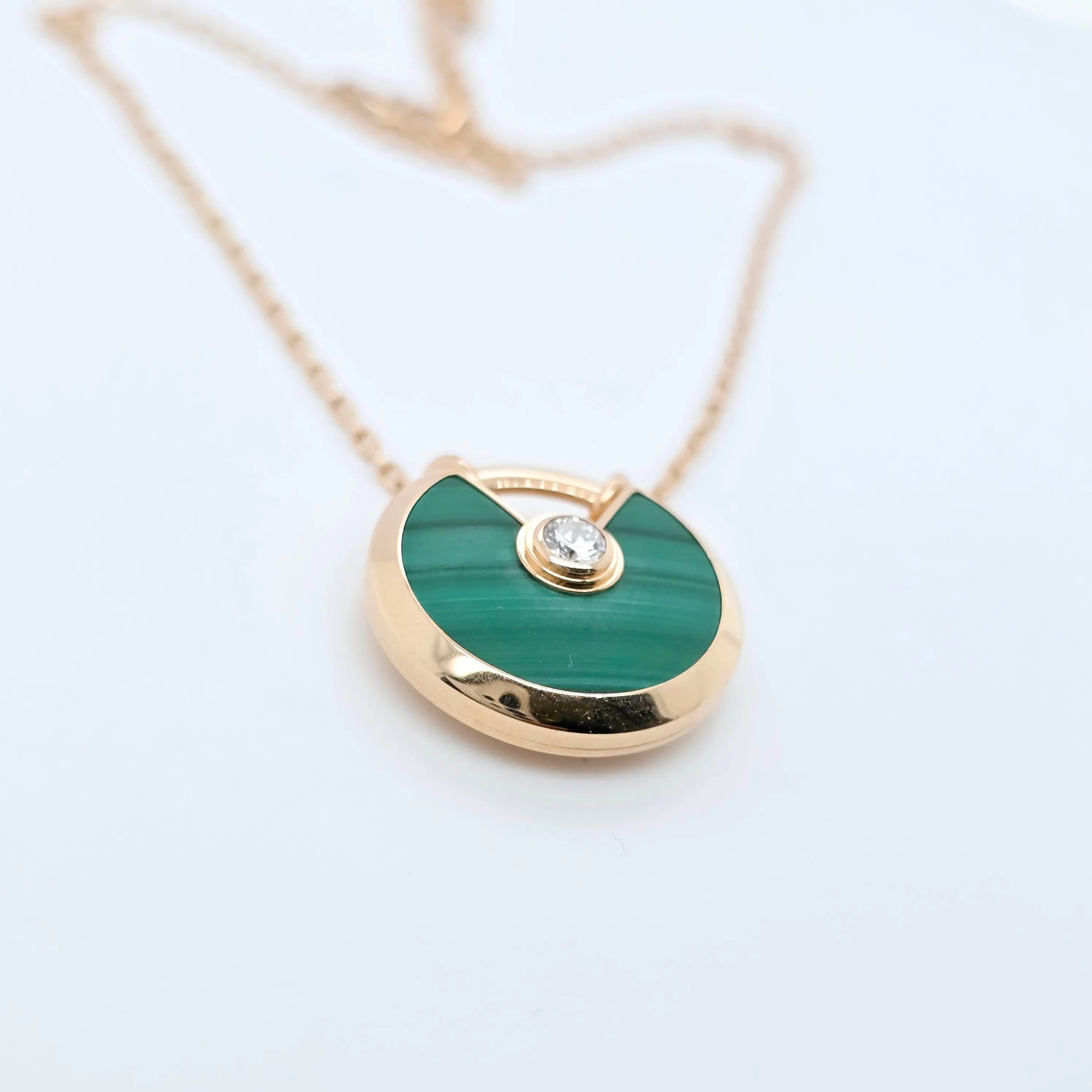 Pre-Owned Amulette de Cartier Necklace | 18K Rose Gold, Malachite Chloe's Jewellers
