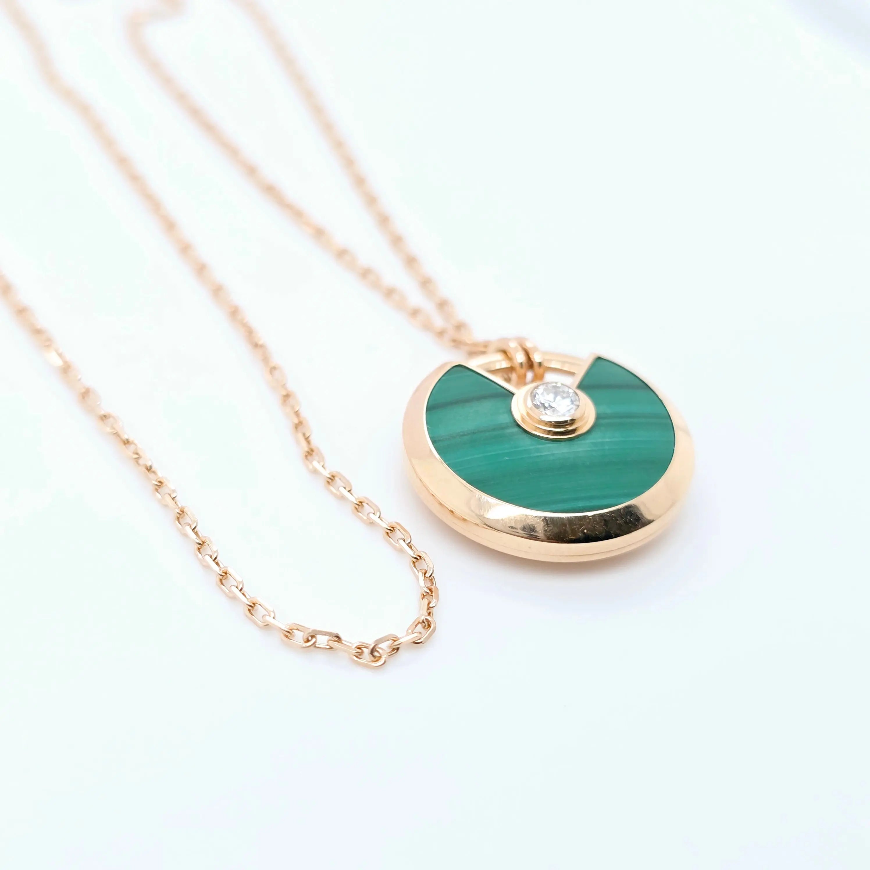 Pre-Owned Amulette de Cartier Necklace | 18K Rose Gold, Malachite Chloe's Jewellers