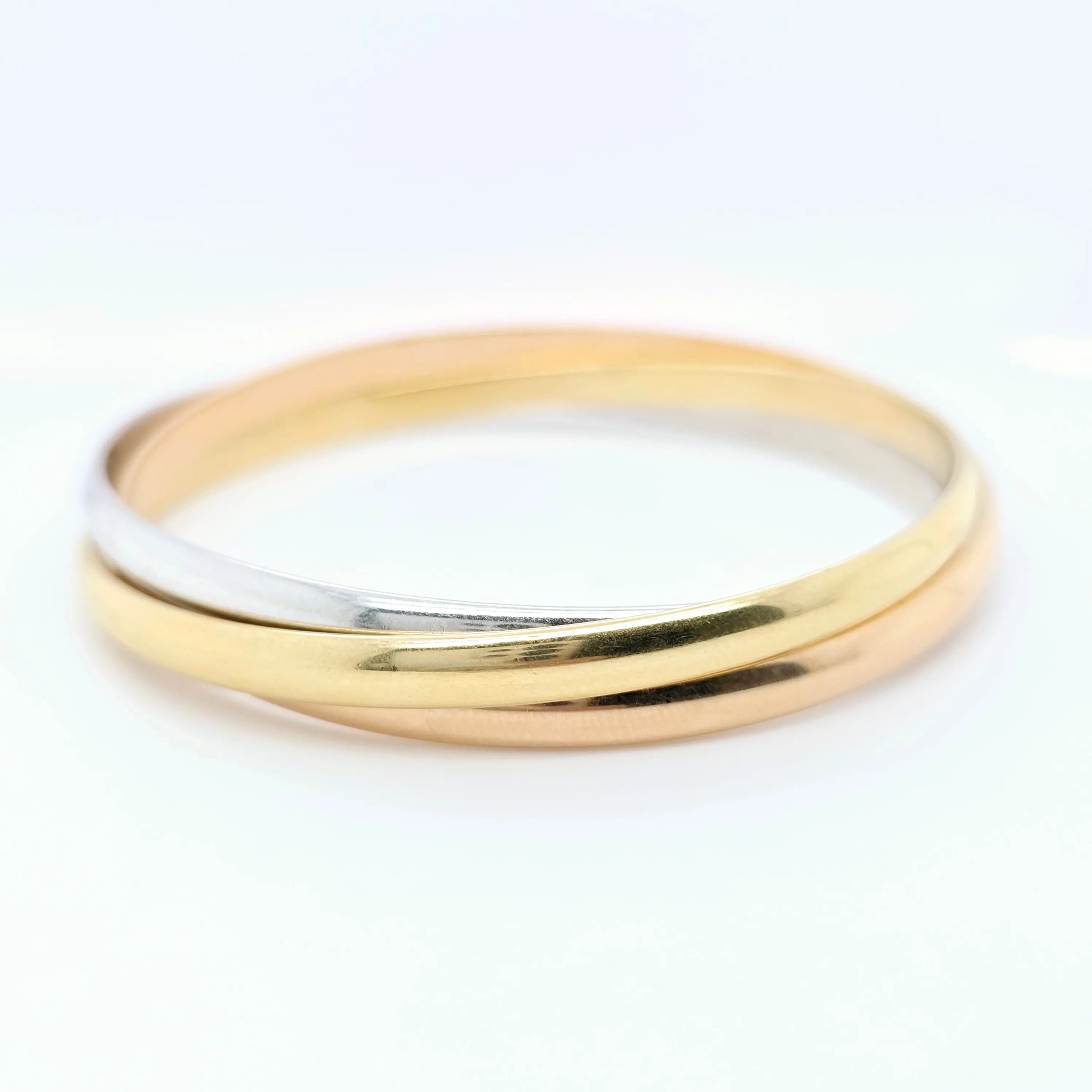 Pre-Owned Cartier Trinity Bangle | 18K Tri-Color Gold, Size 17cm Chloe's Jewellers