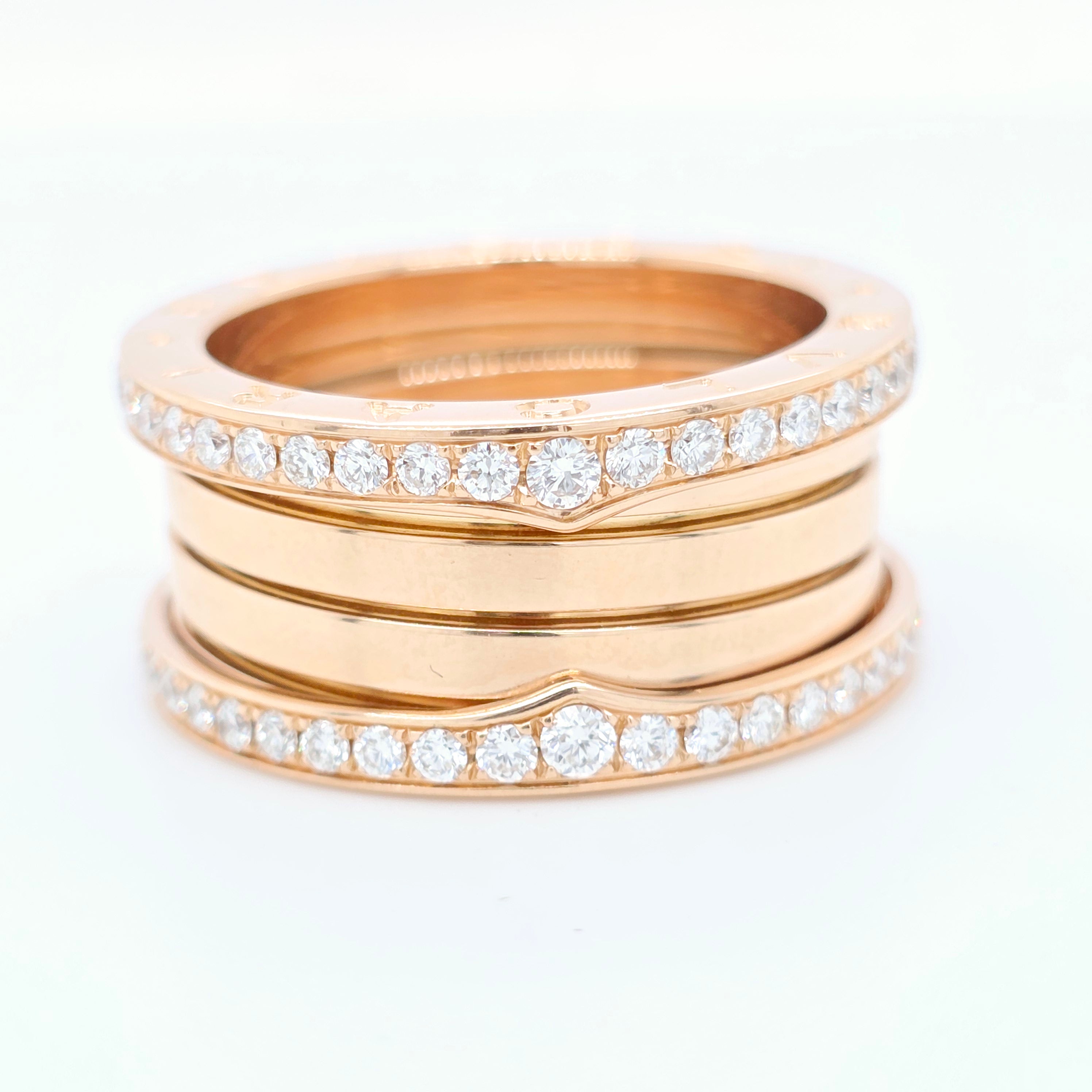 Bvlgari B.zero1 Four -Band Diamond Ring, 18ct Rose Gold, Size 58 Chloe's Jewellers