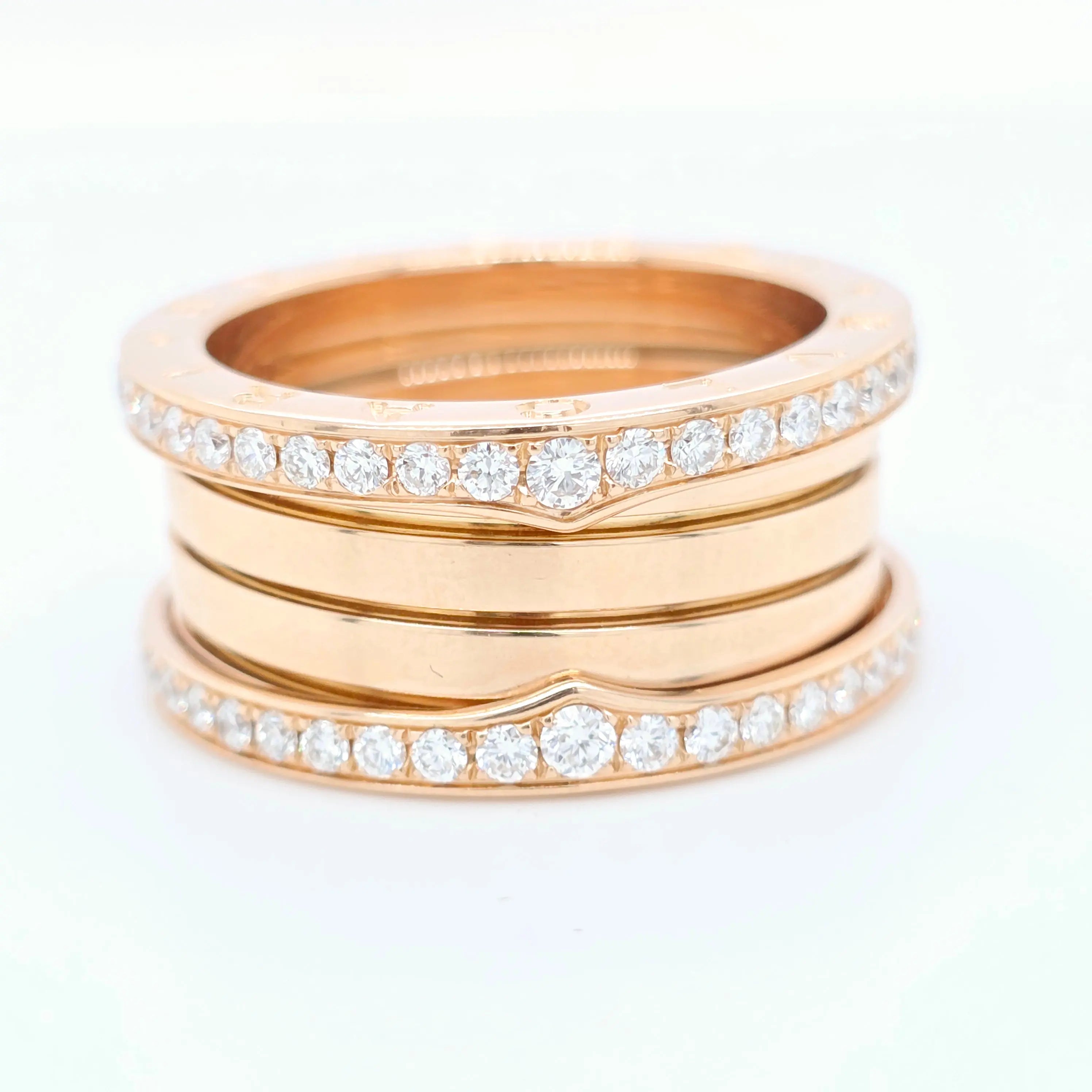 Bvlgari B.zero1 Four -Band Diamond Ring, 18ct Rose Gold, Size 58 Chloe's Jewellers