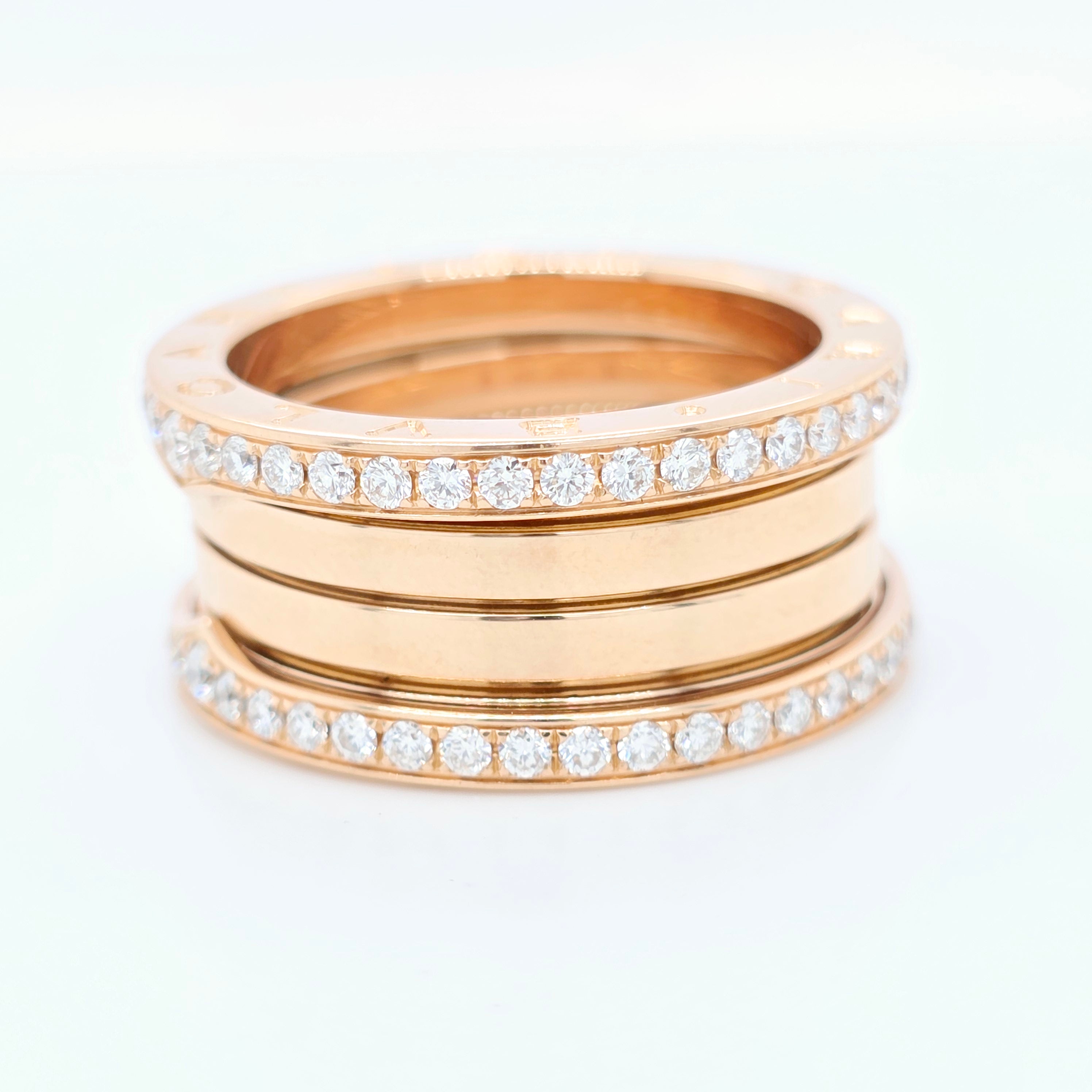 Bvlgari B.zero1 Four -Band Diamond Ring, 18ct Rose Gold, Size 58 Chloe's Jewellers
