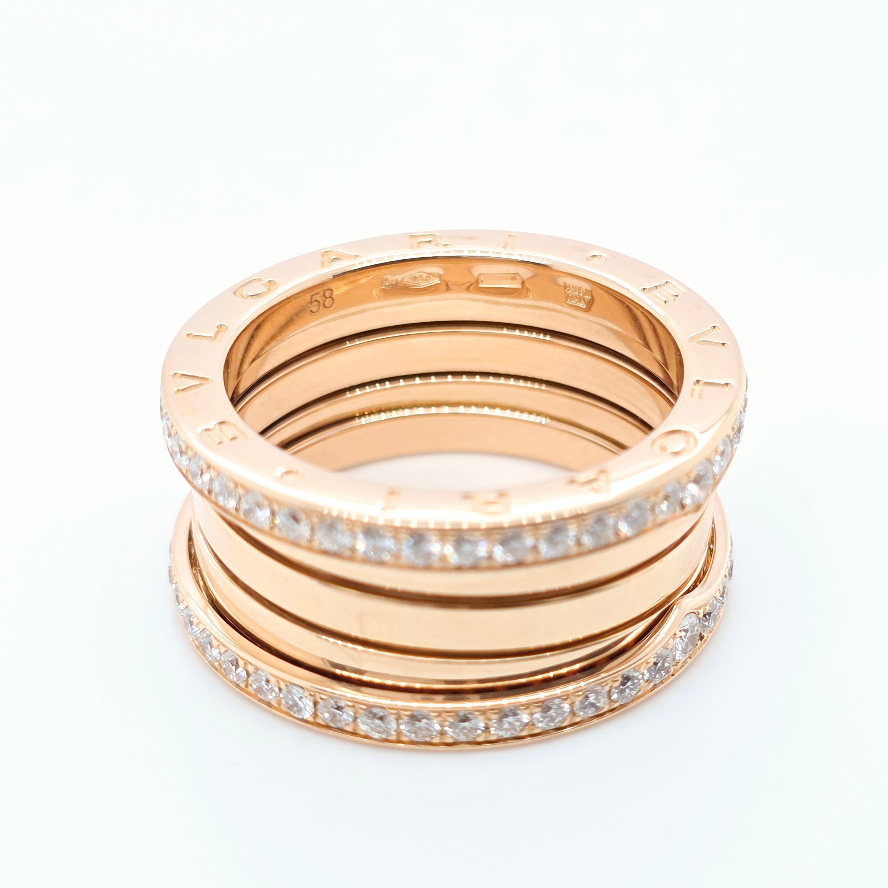 Bvlgari B.zero1 Four -Band Diamond Ring, 18ct Rose Gold, Size 58