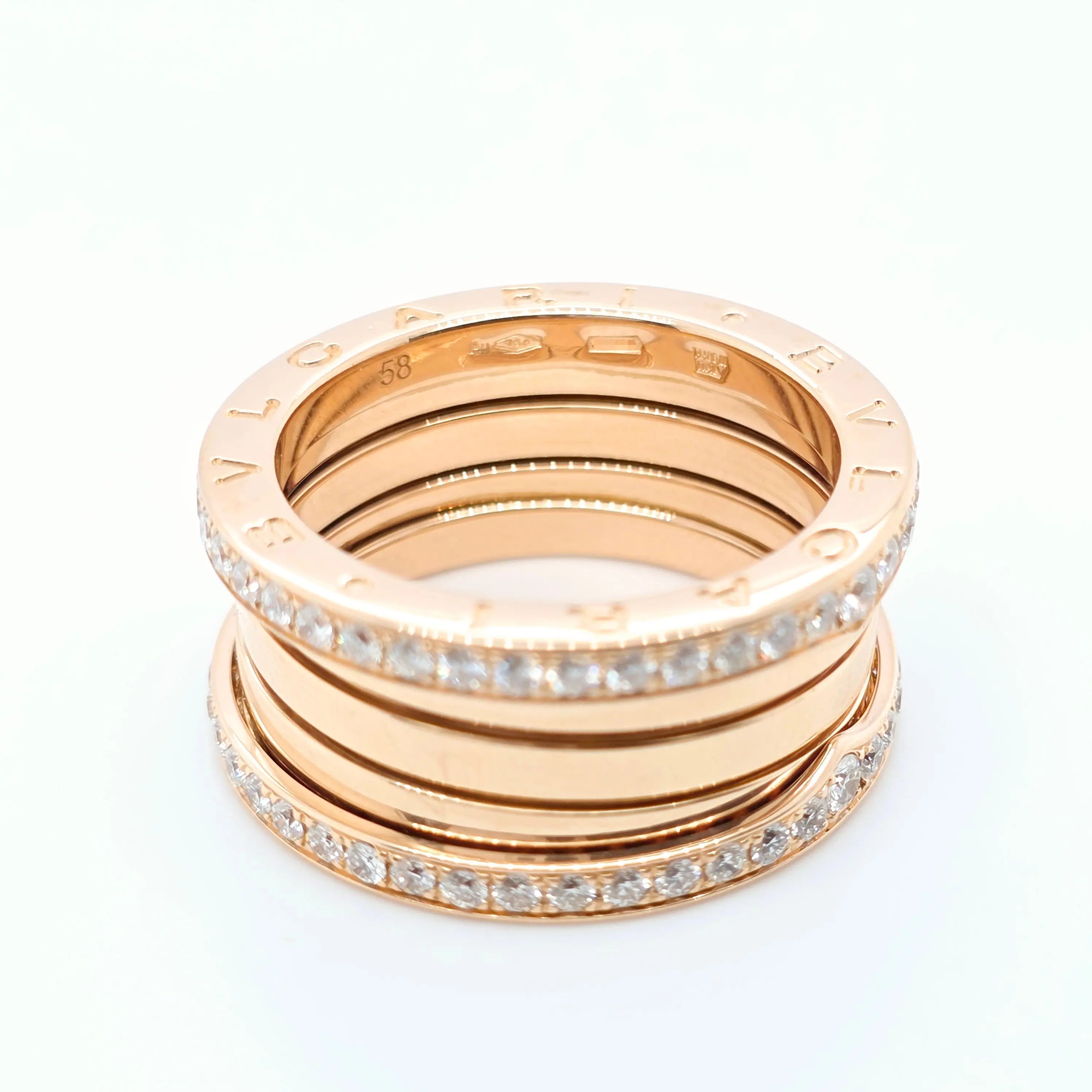 Bvlgari B.zero1 Four -Band Diamond Ring, 18ct Rose Gold, Size 58 Chloe's Jewellers