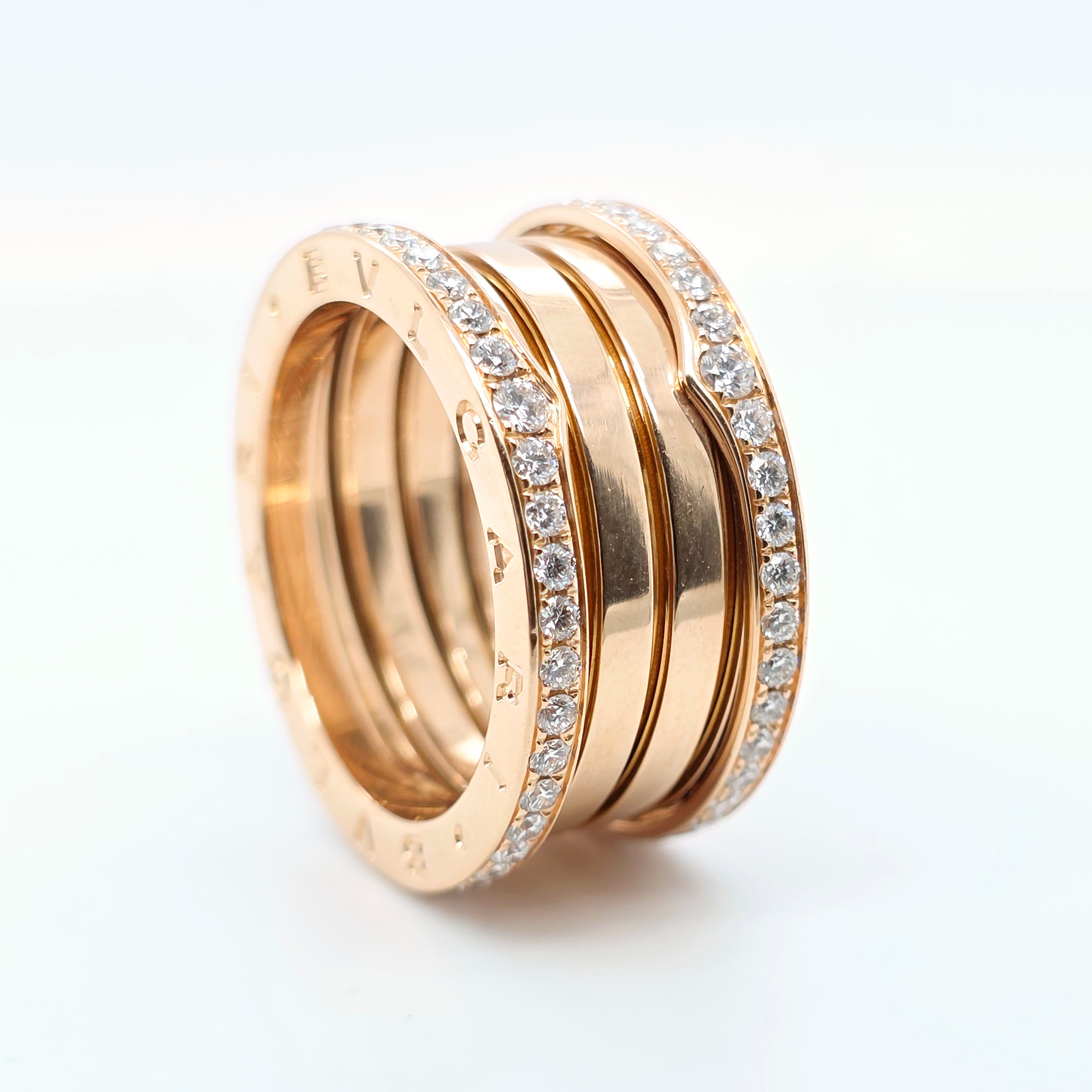 Bvlgari B.zero1 Four -Band Diamond Ring, 18ct Rose Gold, Size 58