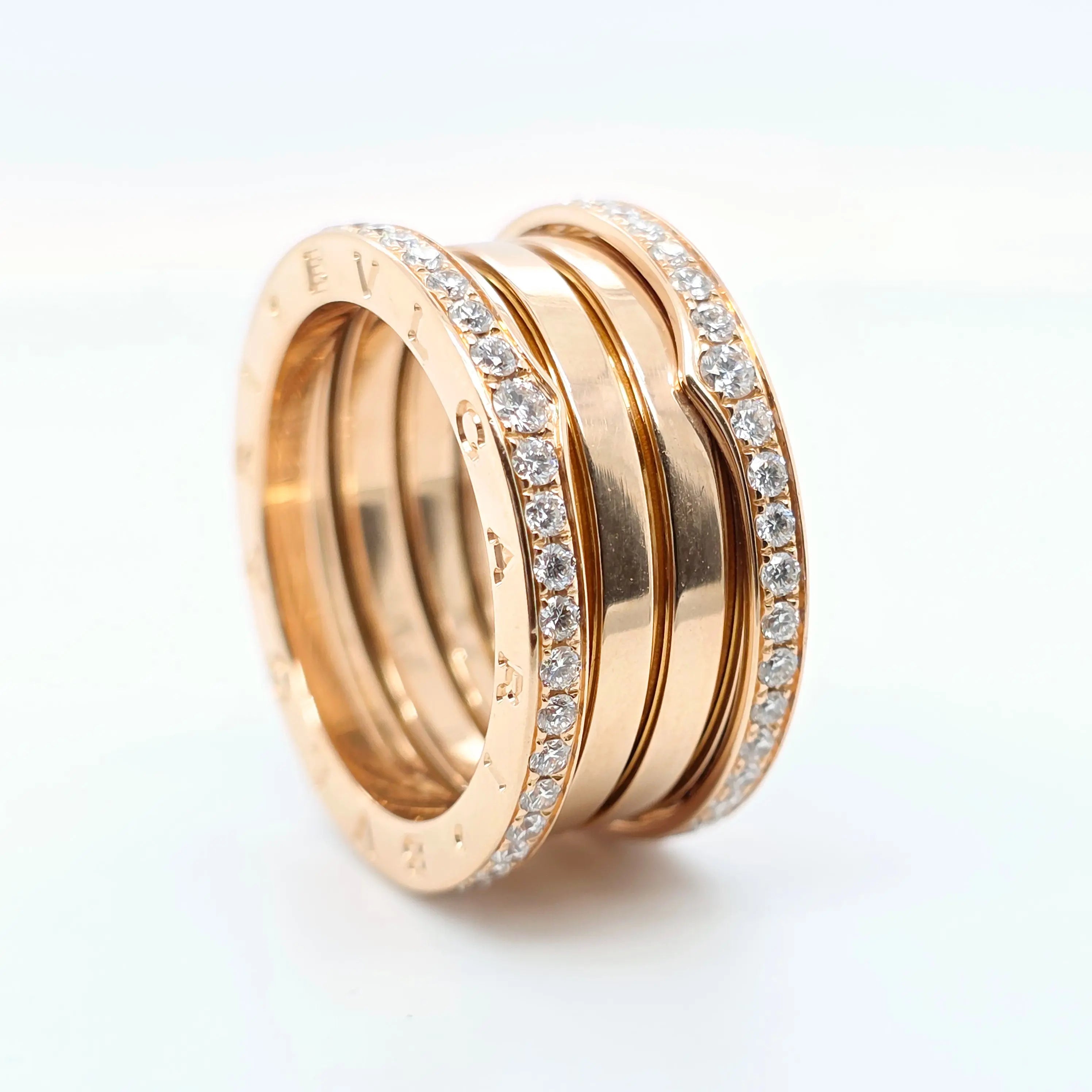 Bvlgari B.zero1 Four -Band Diamond Ring, 18ct Rose Gold, Size 58 Chloe's Jewellers