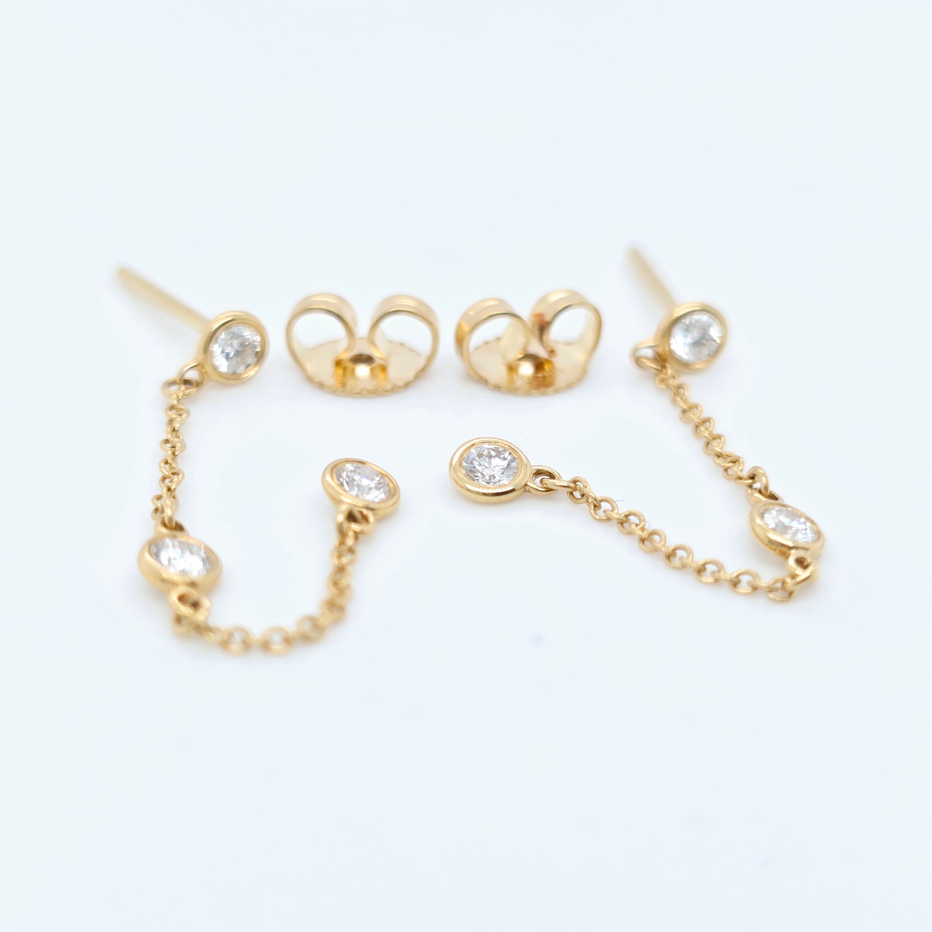 Tiffany & Co. Elsa Peretti Diamonds By The Yard Drop Earrings, 18ct Yellow Gold Chloe's Jewellers