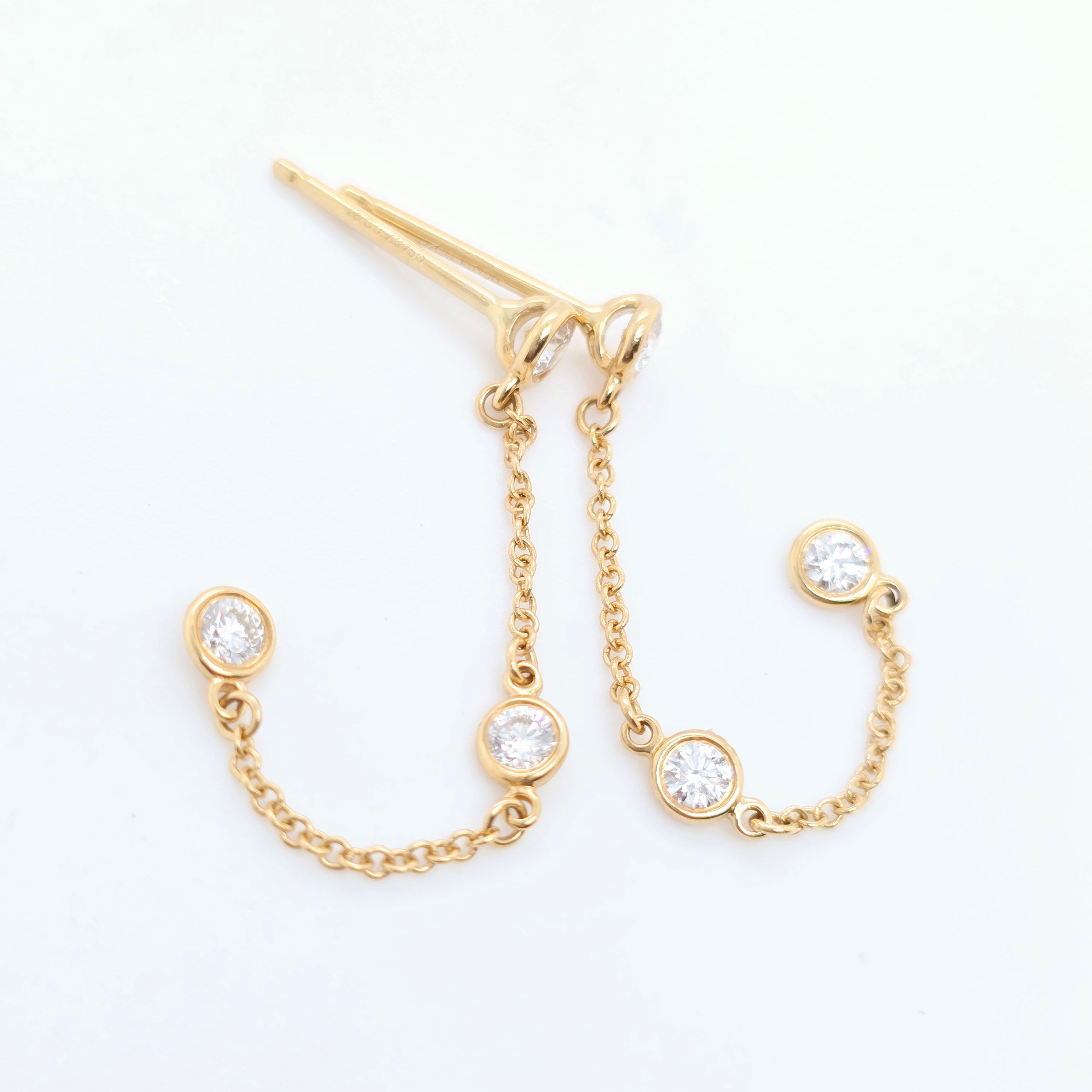 Tiffany & Co. Elsa Peretti Diamonds By The Yard Drop Earrings, 18ct Yellow Gold Chloe's Jewellers