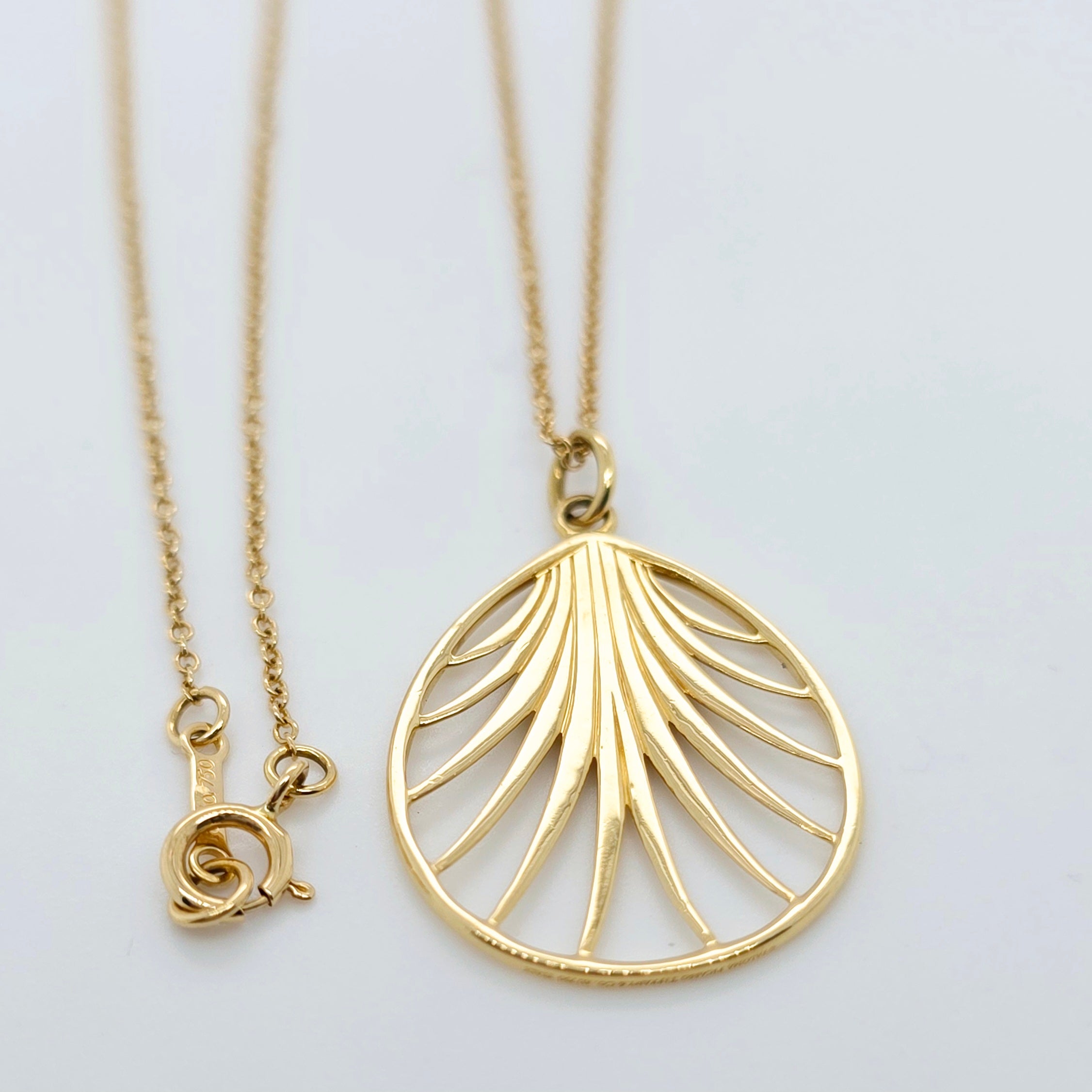 Tiffany & Co. Paloma Picasso Villa Palm Leaf Pendant, 18ct Yellow Gold,16 Inches