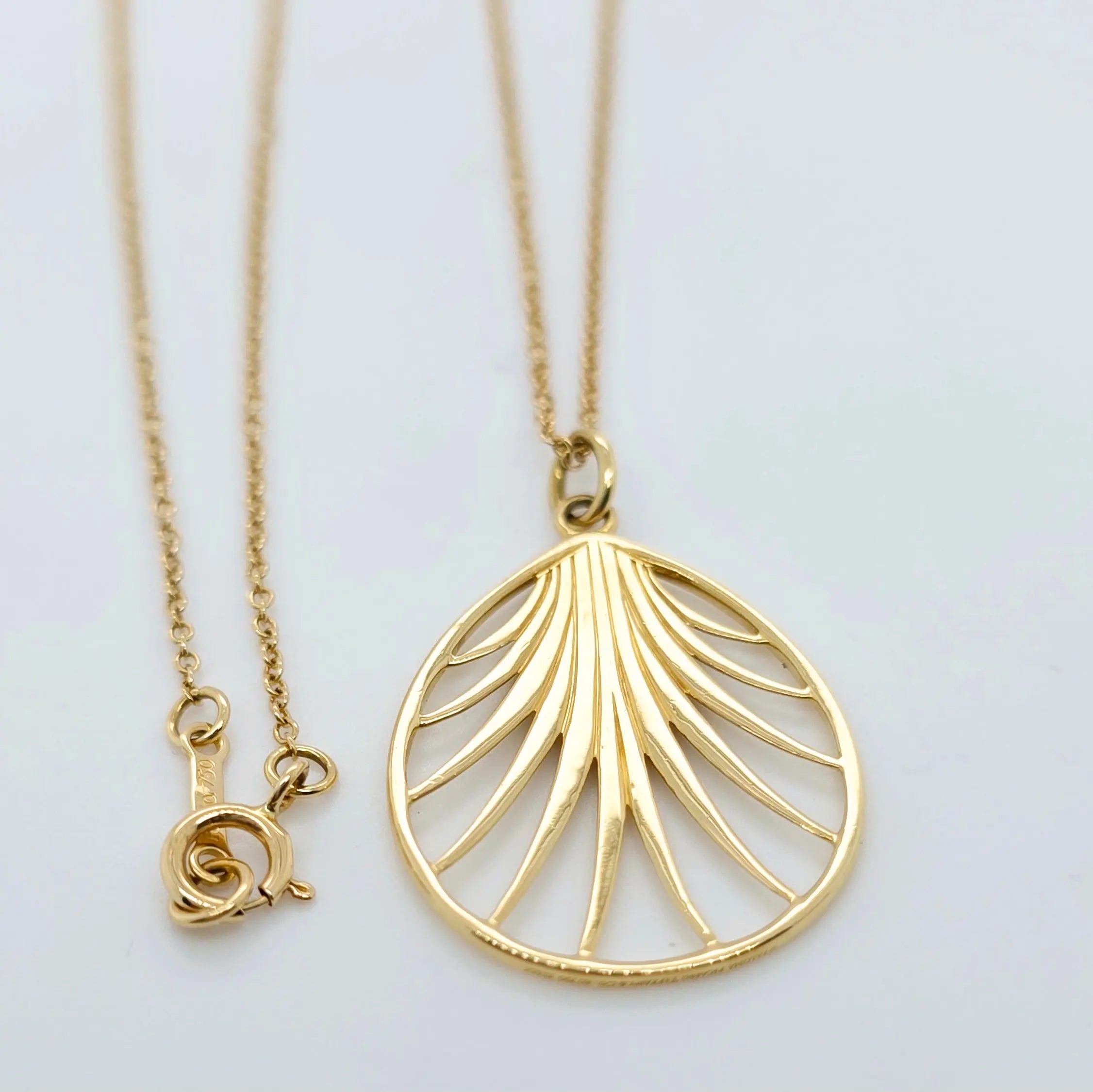 Tiffany & Co. Paloma Picasso Villa Palm Leaf Pendant, 18ct Yellow Gold,16 Inches Chloe's Jewellers