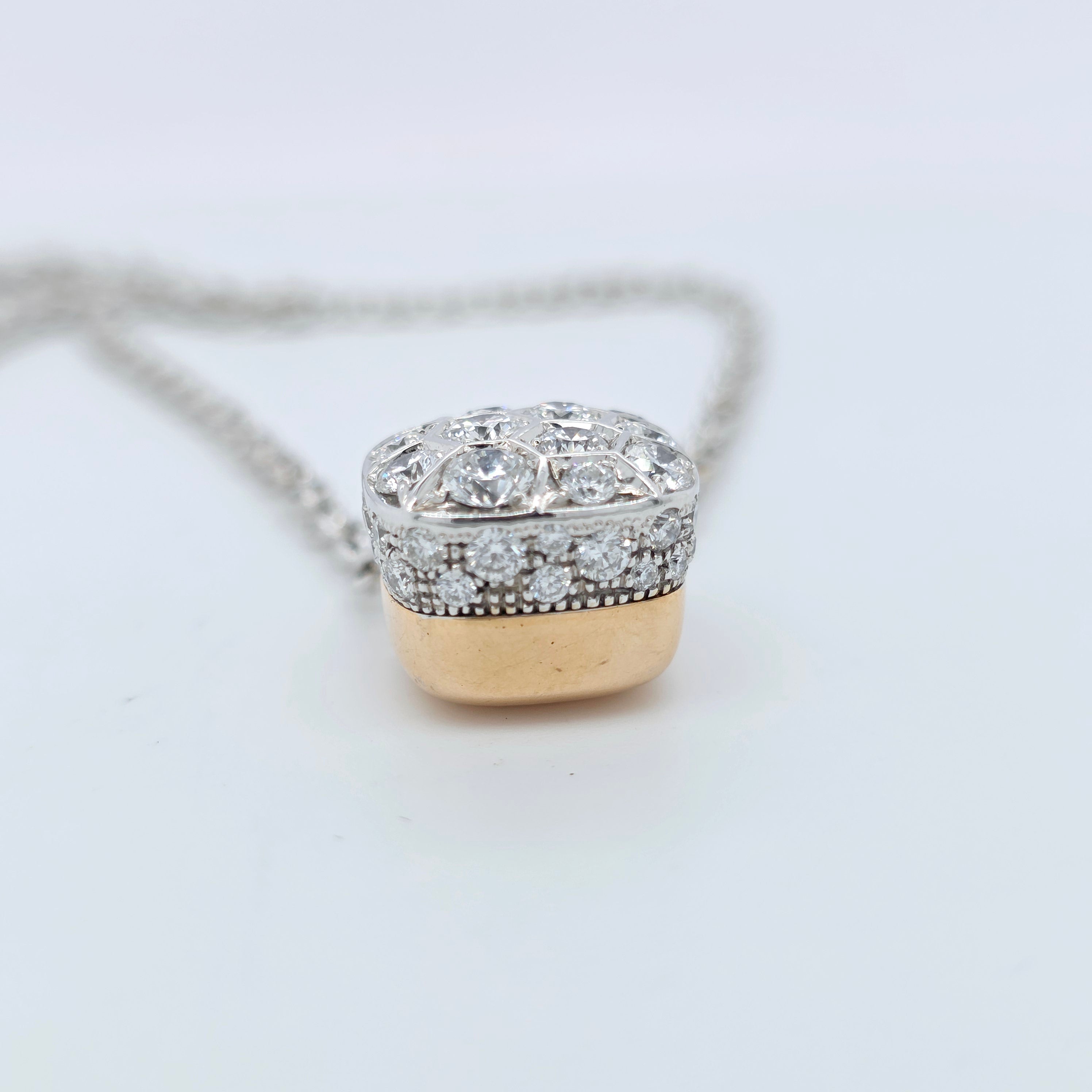 Pomellato Nudo Maxi Diamond Pendant | 18K White & Rose Gold | 1.48ct Chloe's Jewellers