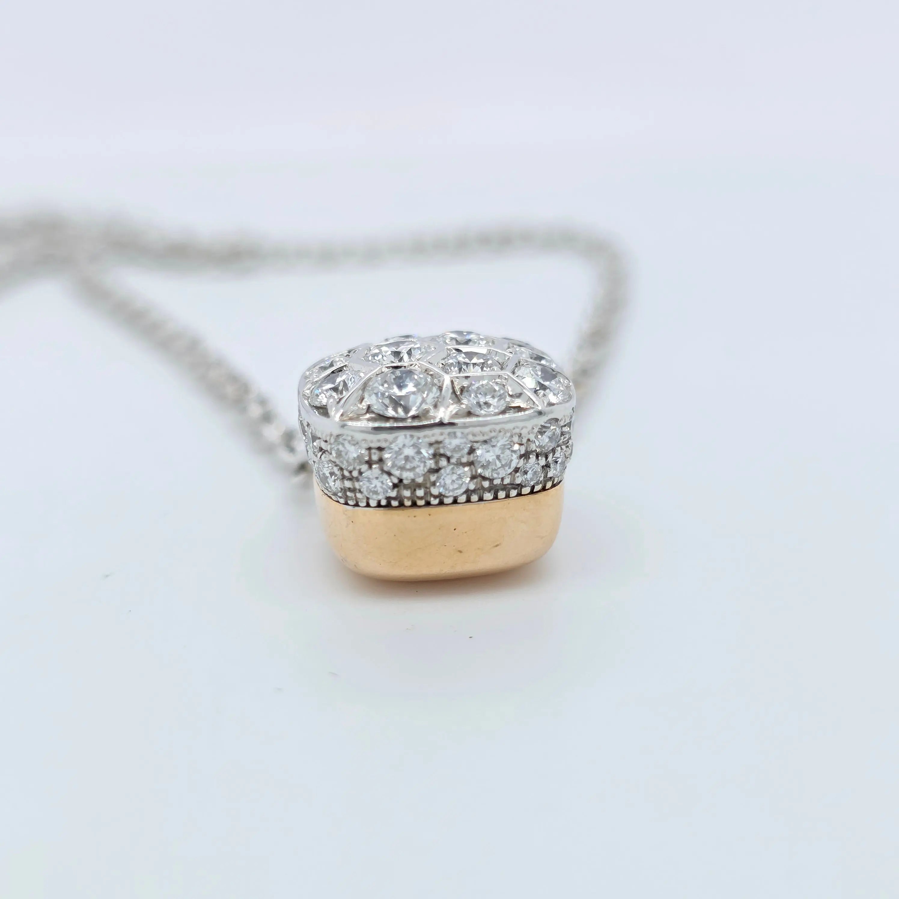 Pomellato Nudo Maxi Diamond Pendant | 18K White & Rose Gold | 1.48ct Chloe's Jewellers