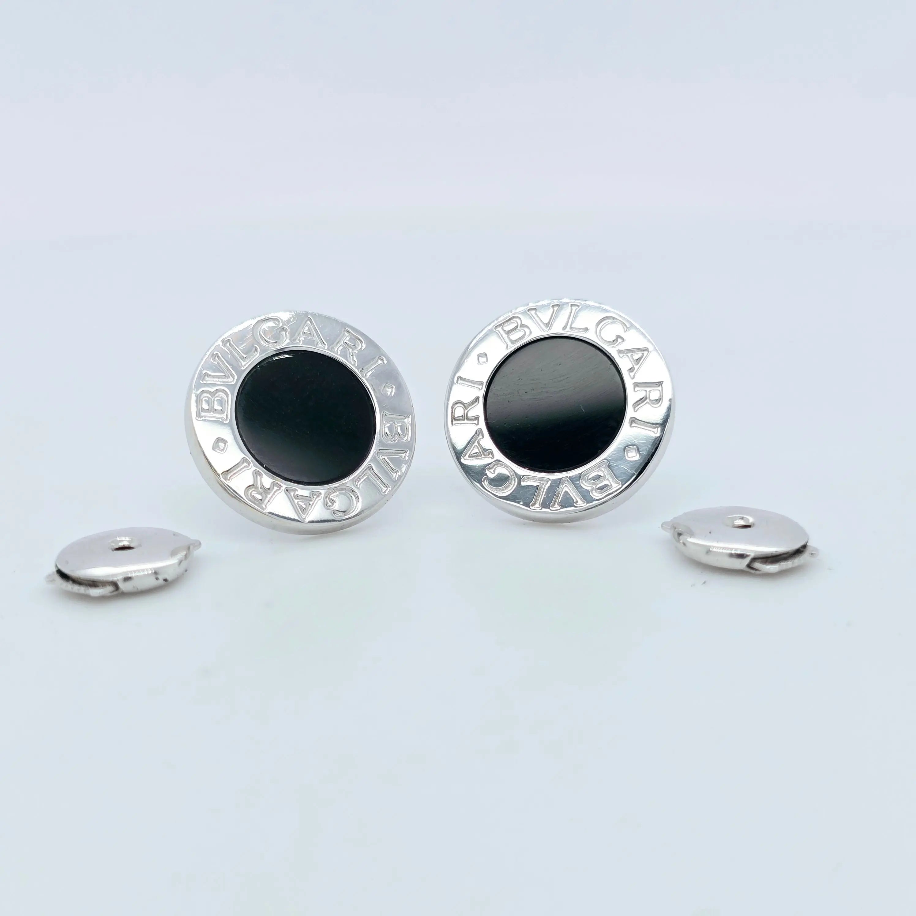 BVLGARI Black Onyx Stud Earrings, 18ct White Gold, Pair Chloe's Jewellers