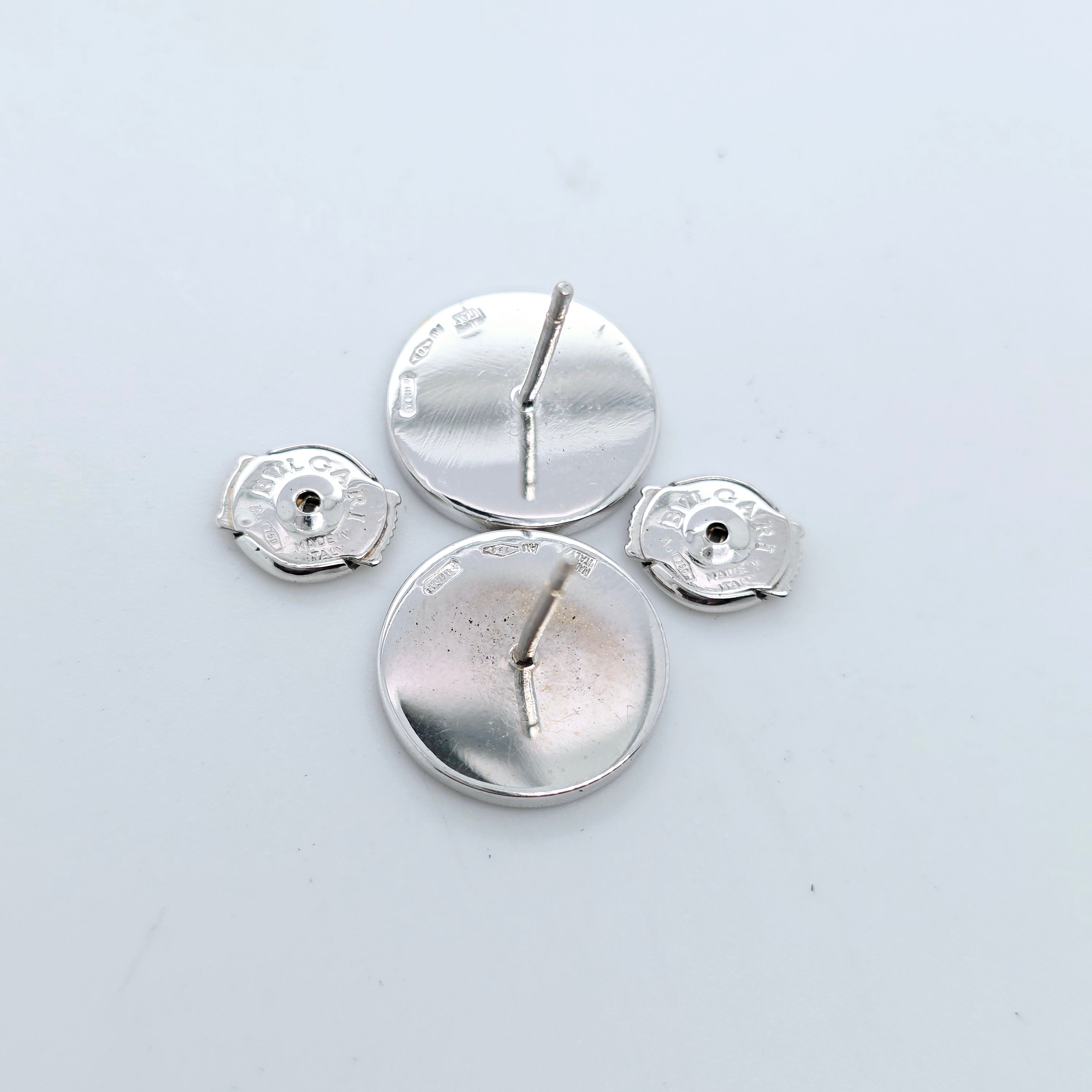BVLGARI Black Onyx Stud Earrings, 18ct White Gold, Pair