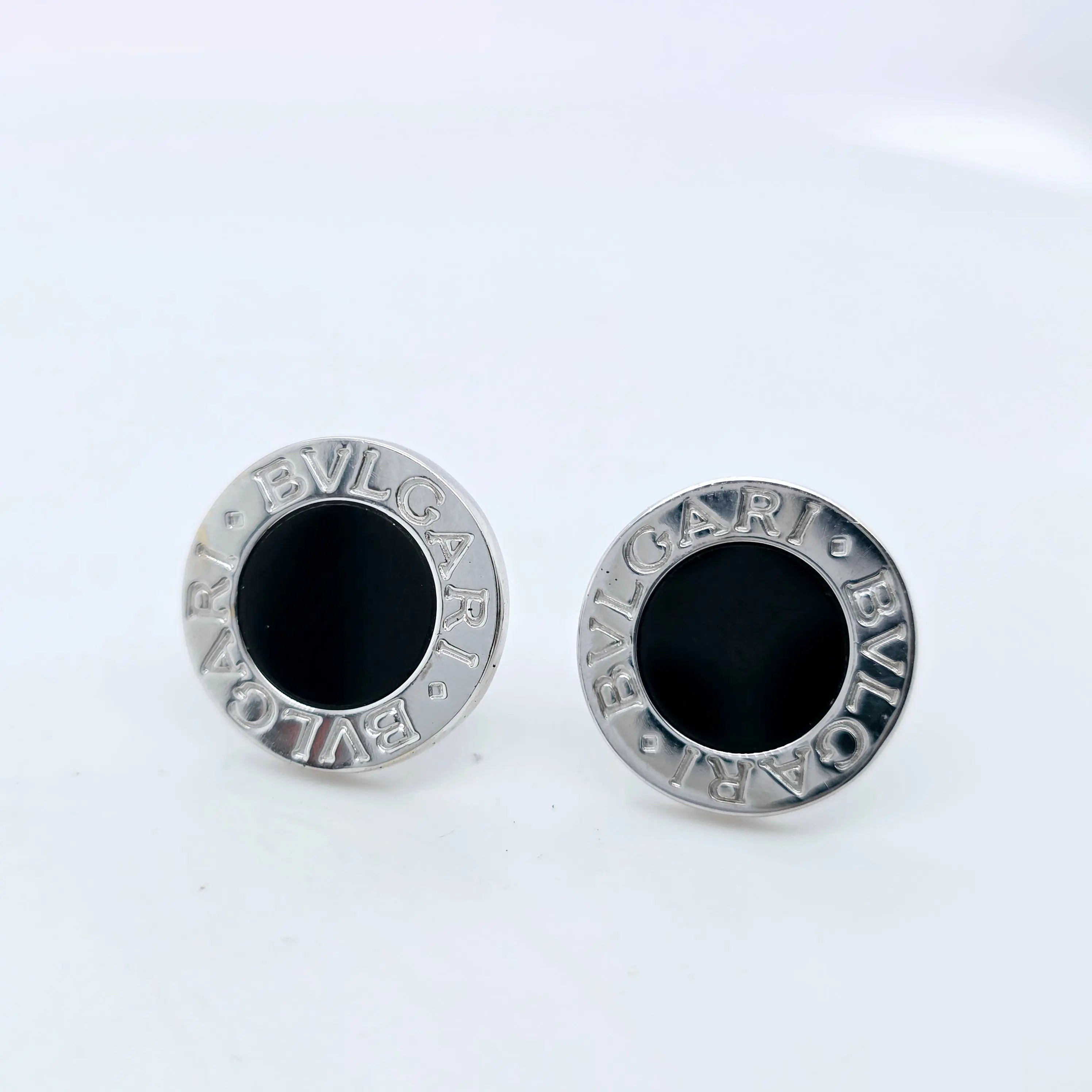 BVLGARI Black Onyx Stud Earrings, 18ct White Gold, Pair Chloe's Jewellers