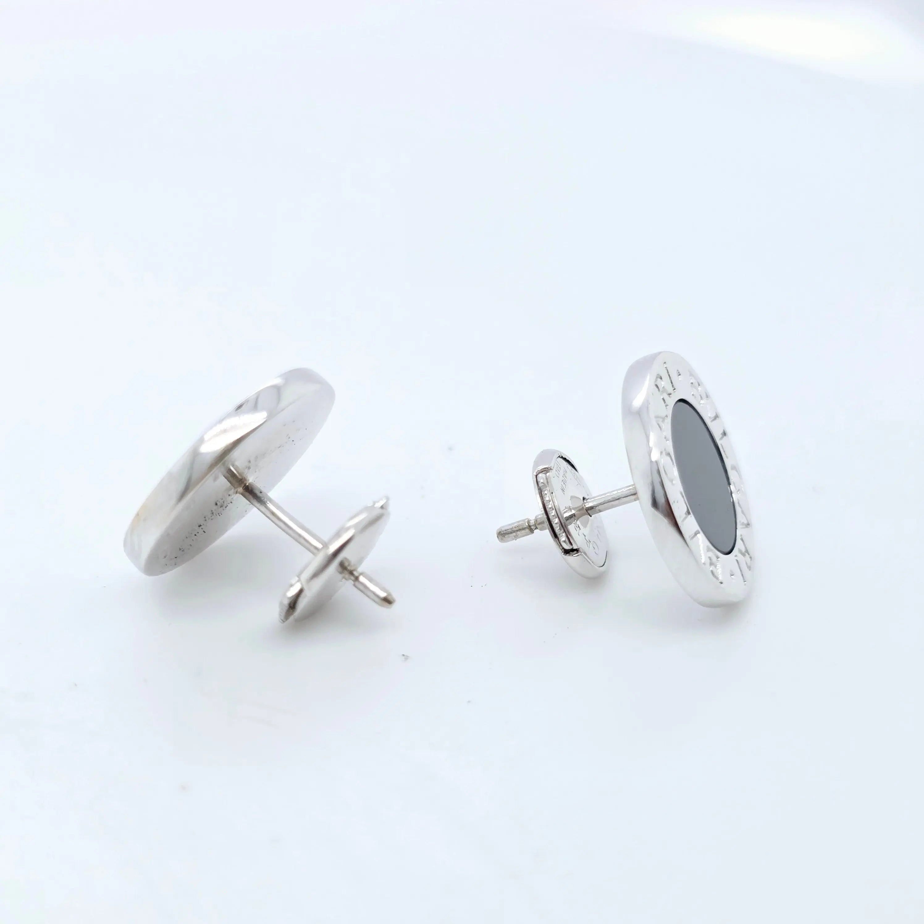 BVLGARI Black Onyx Stud Earrings, 18ct White Gold, Pair Chloe's Jewellers
