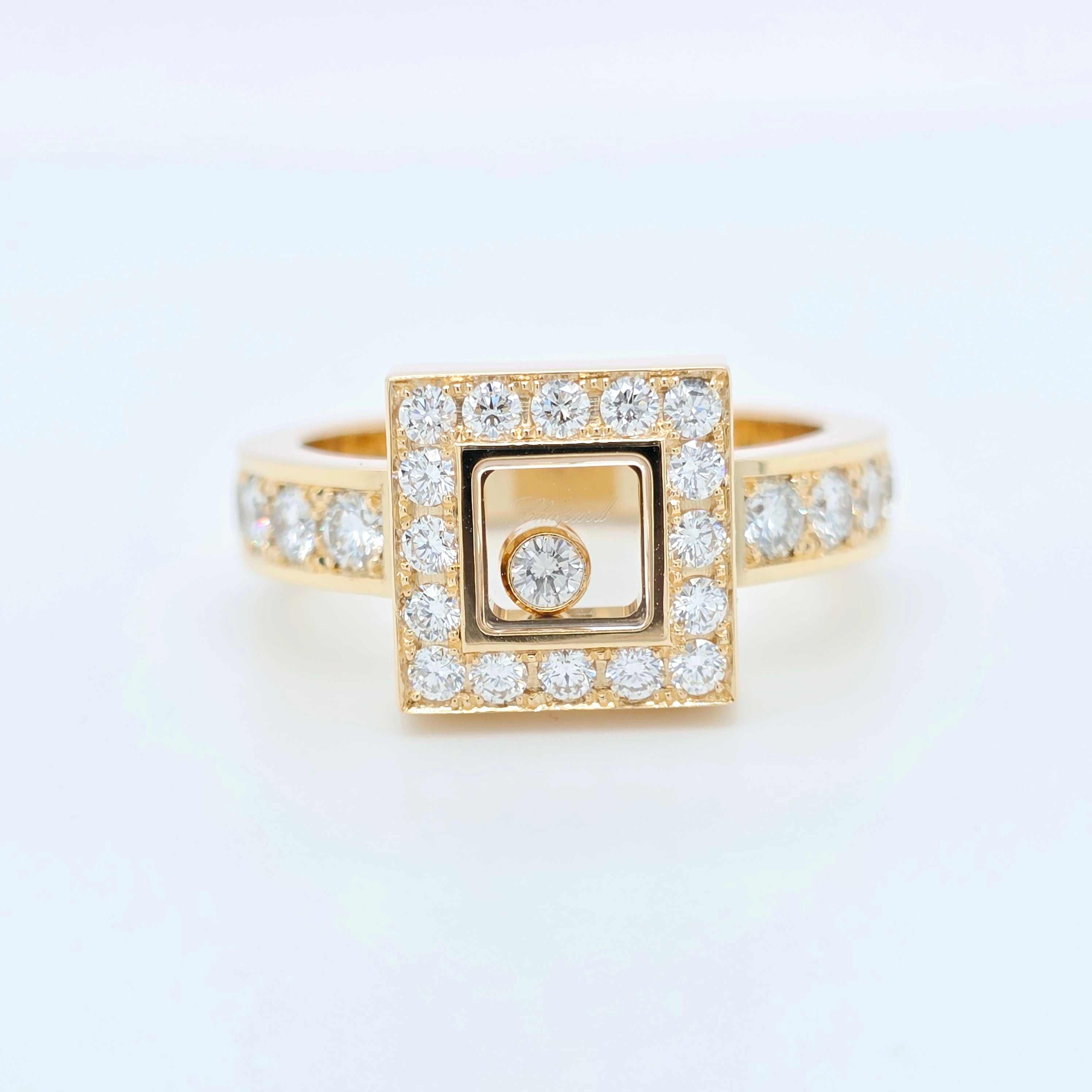 Chopard Happy Diamonds Square Ring, 18ct Yellow Gold, Size N Chloe's Jewellers