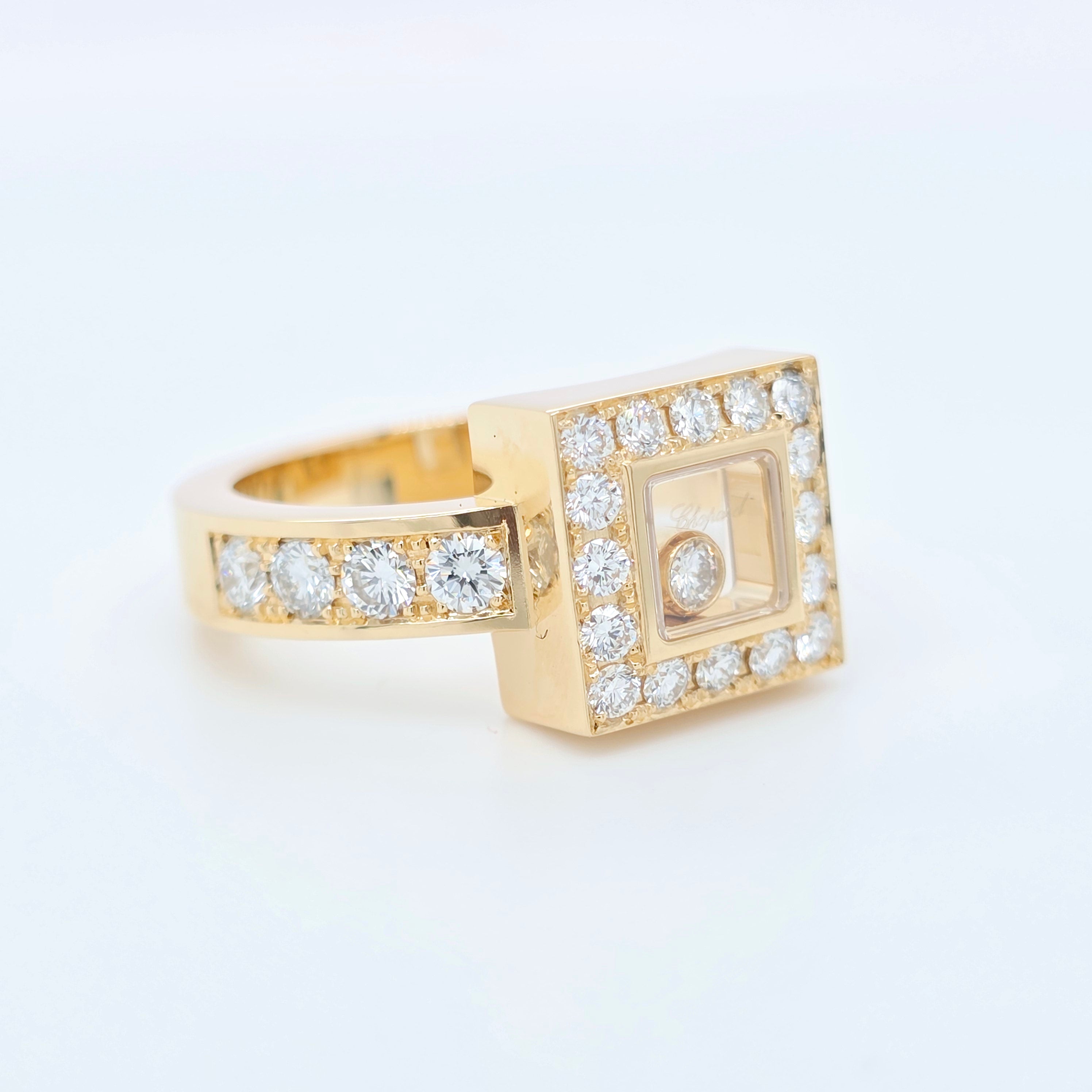 Chopard Happy Diamonds Square Ring, 18ct Yellow Gold, Size N Chloe's Jewellers