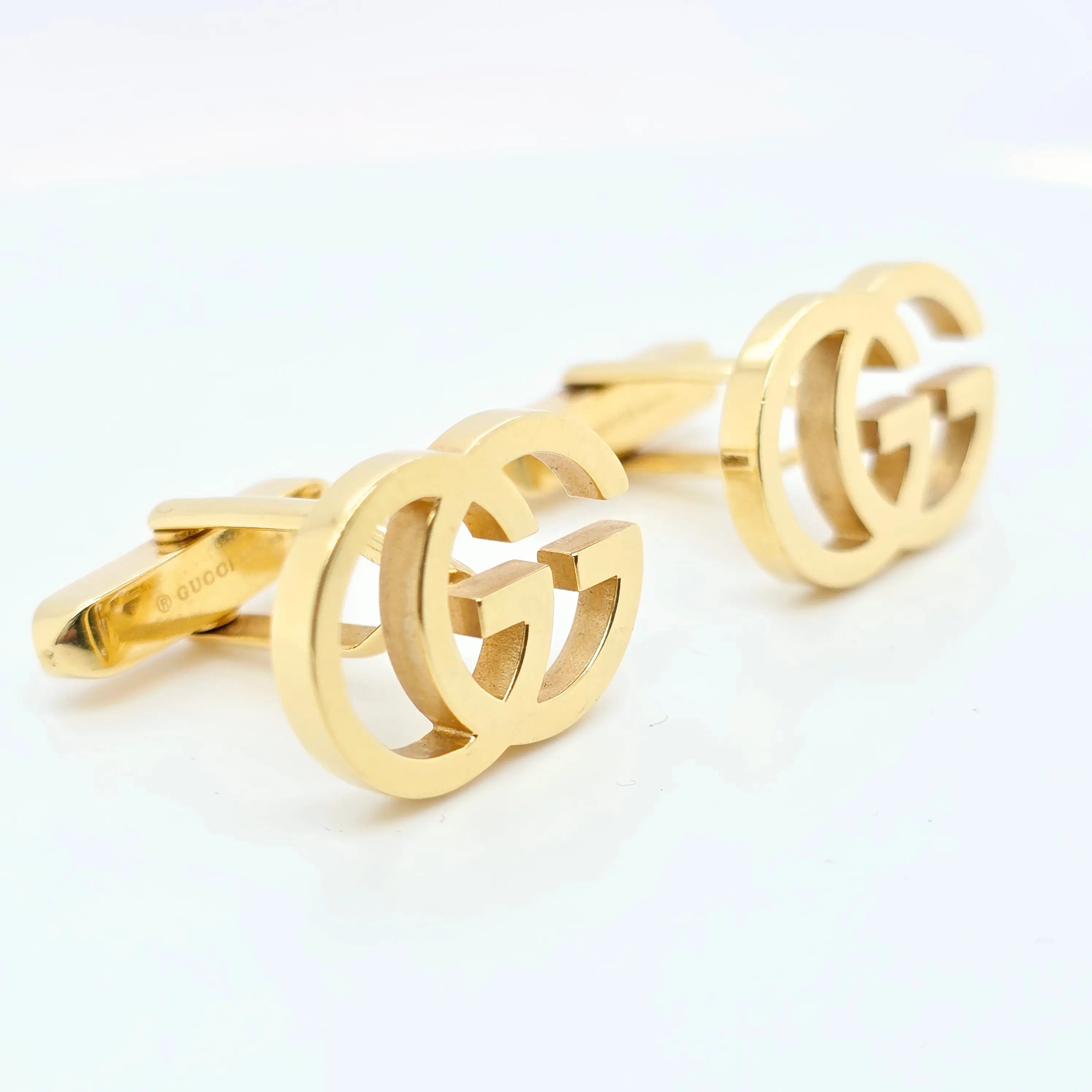 Pre-Owned Gucci Logo Cufflinks | 18K Yellow Gold | 15.2g Chloe's Jewellers
