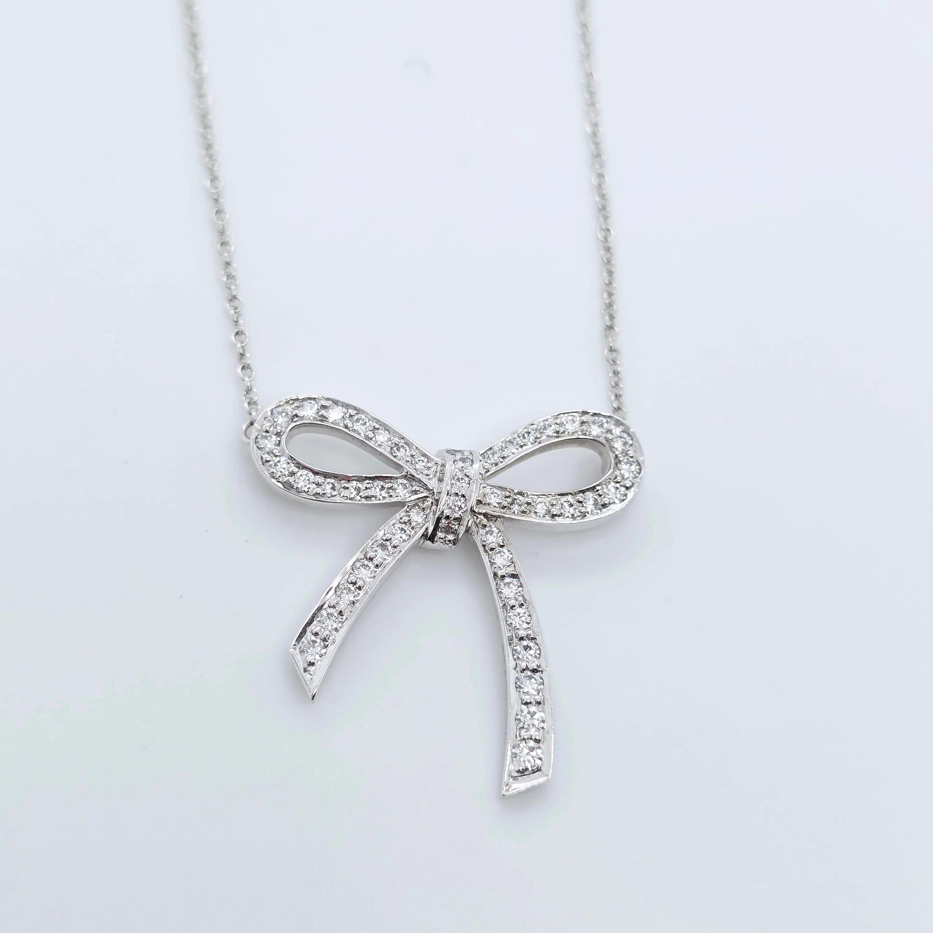 Tiffany & Co. Platinum and Diamond Bow Ribbon Necklace Chloe's Jewellers
