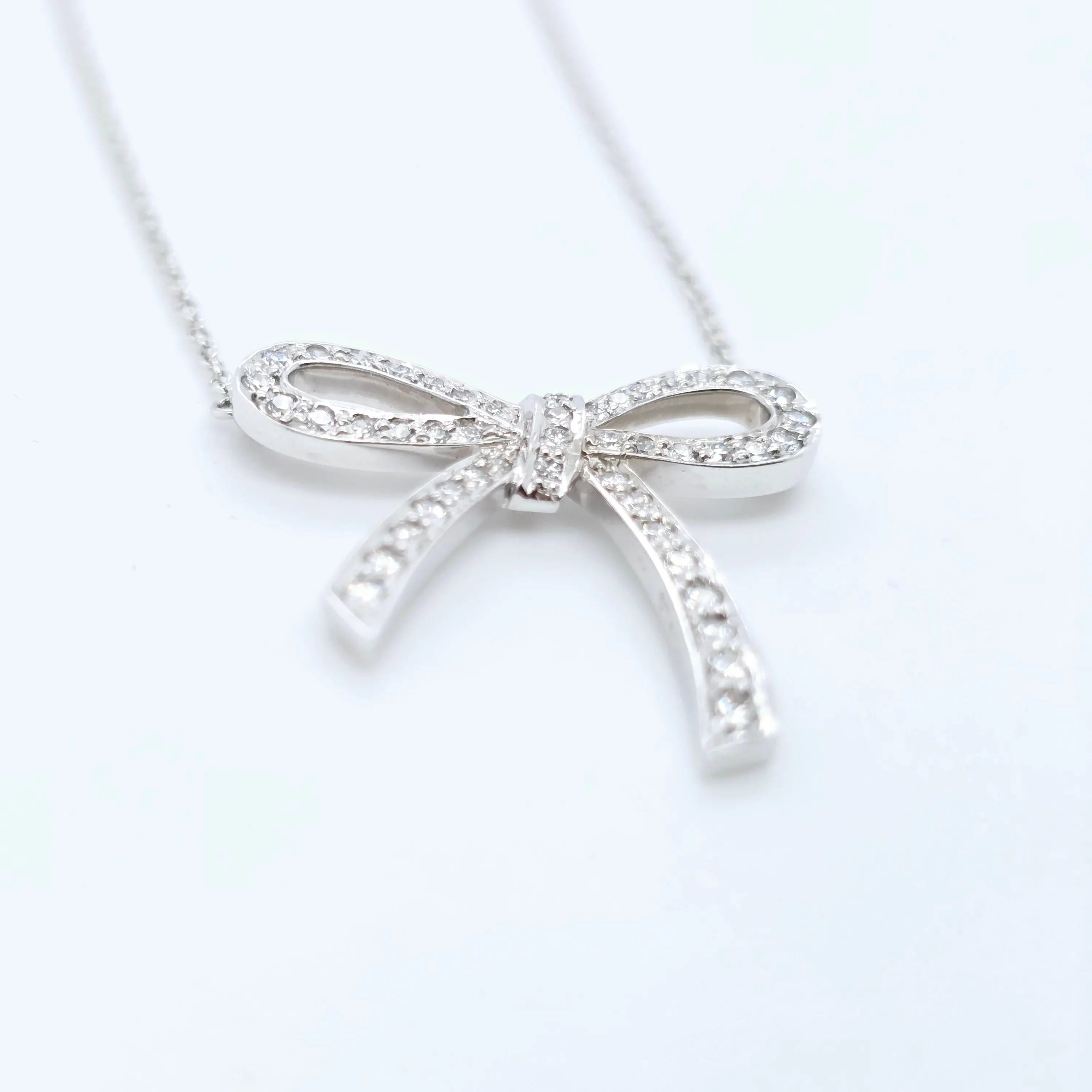 Tiffany & Co. Platinum and Diamond Bow Ribbon Necklace Chloe's Jewellers