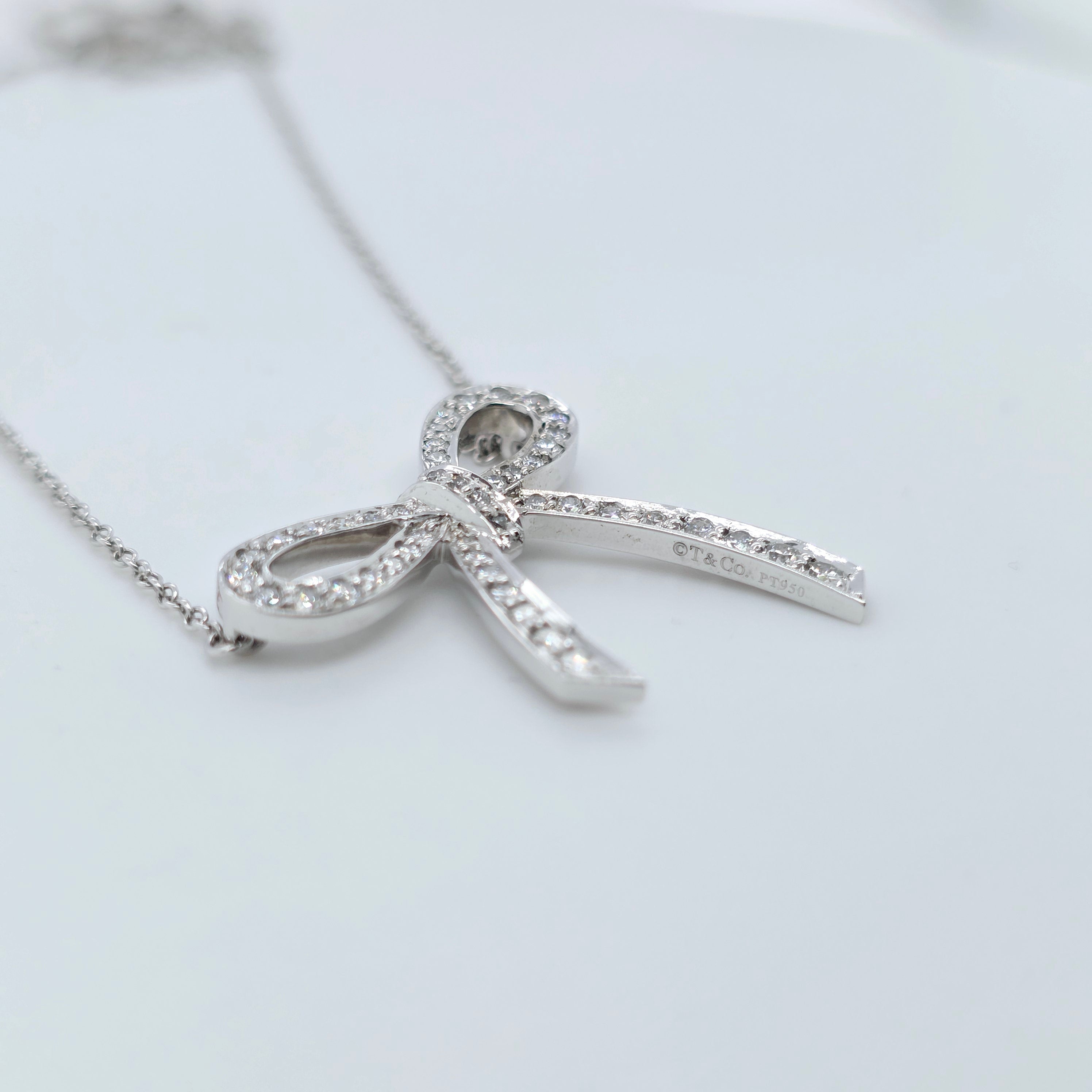 Tiffany & Co. Platinum and Diamond Bow Ribbon Necklace