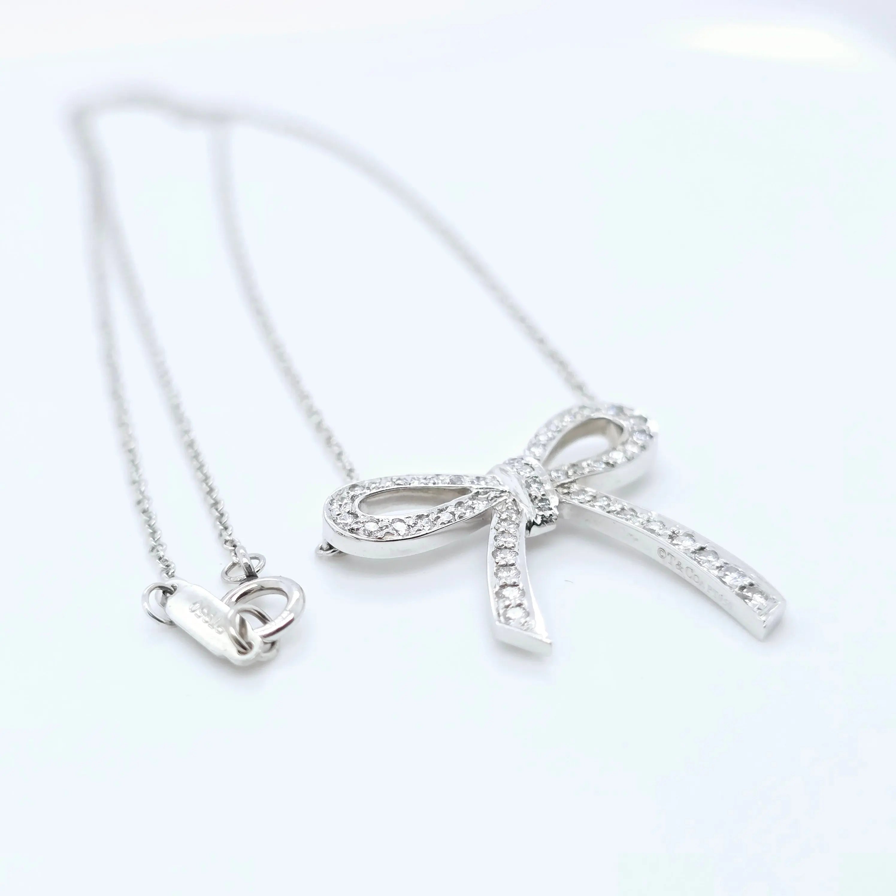 Tiffany & Co. Platinum and Diamond Bow Ribbon Necklace Chloe's Jewellers