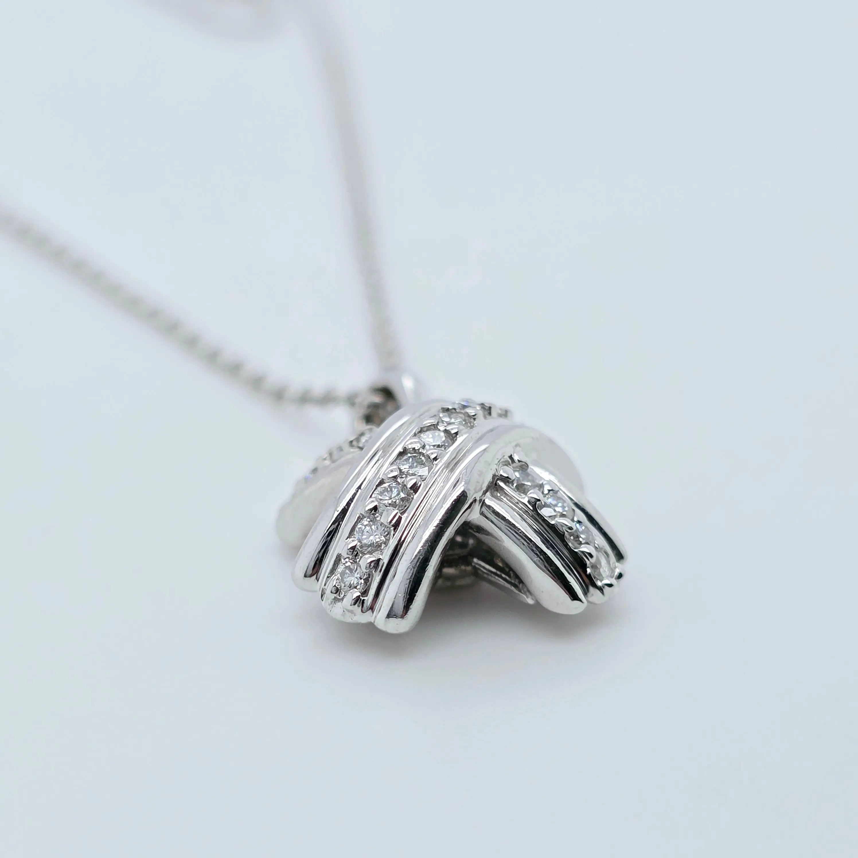 Tiffany & Co. Signature X Pave Diamond Pendant Necklace in 18ct White Gold Chloe's Jewellers
