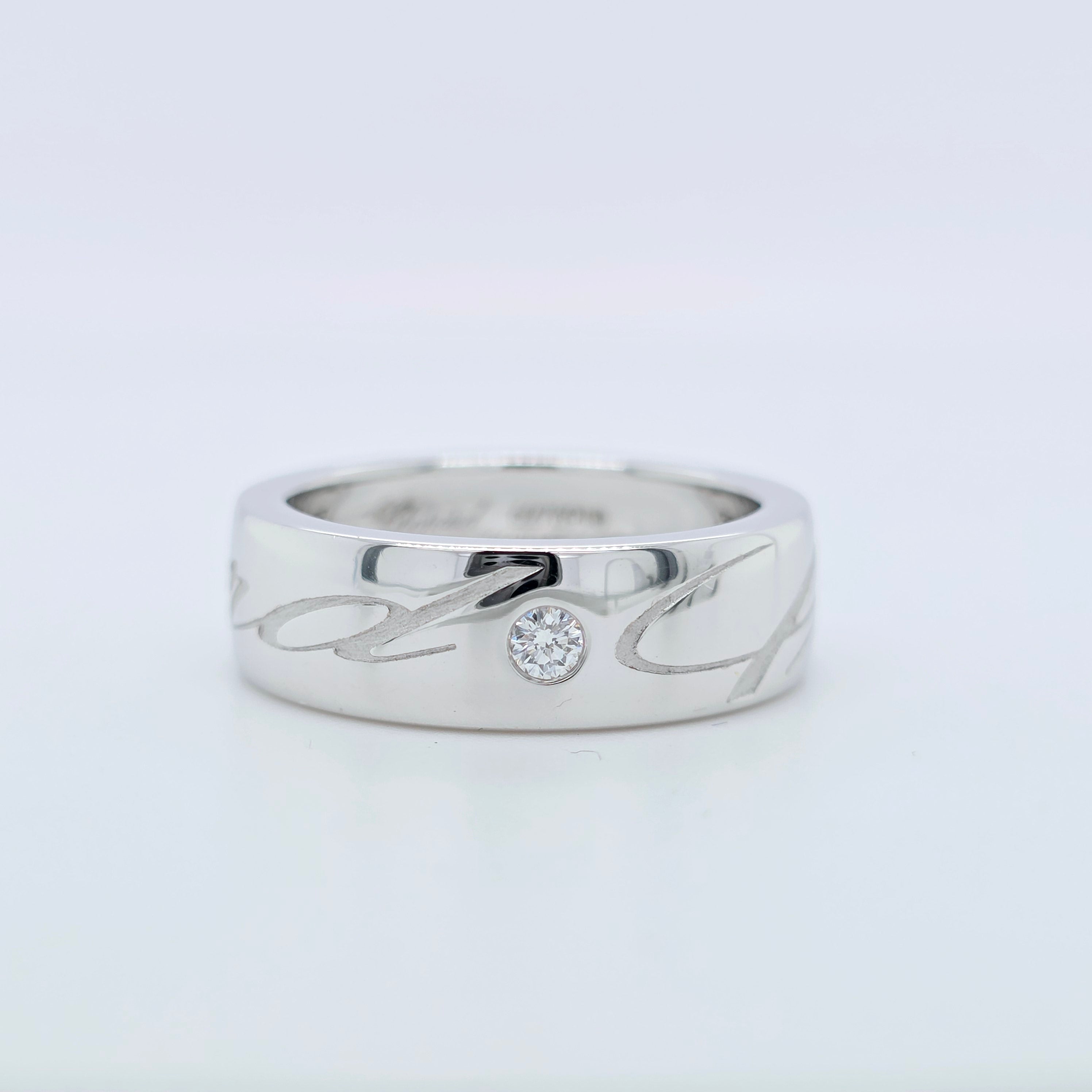 Chopard Chopardissimo Ring, 18ct White Gold, & Diamond, Size J 1/2 Chloe's Jewellers