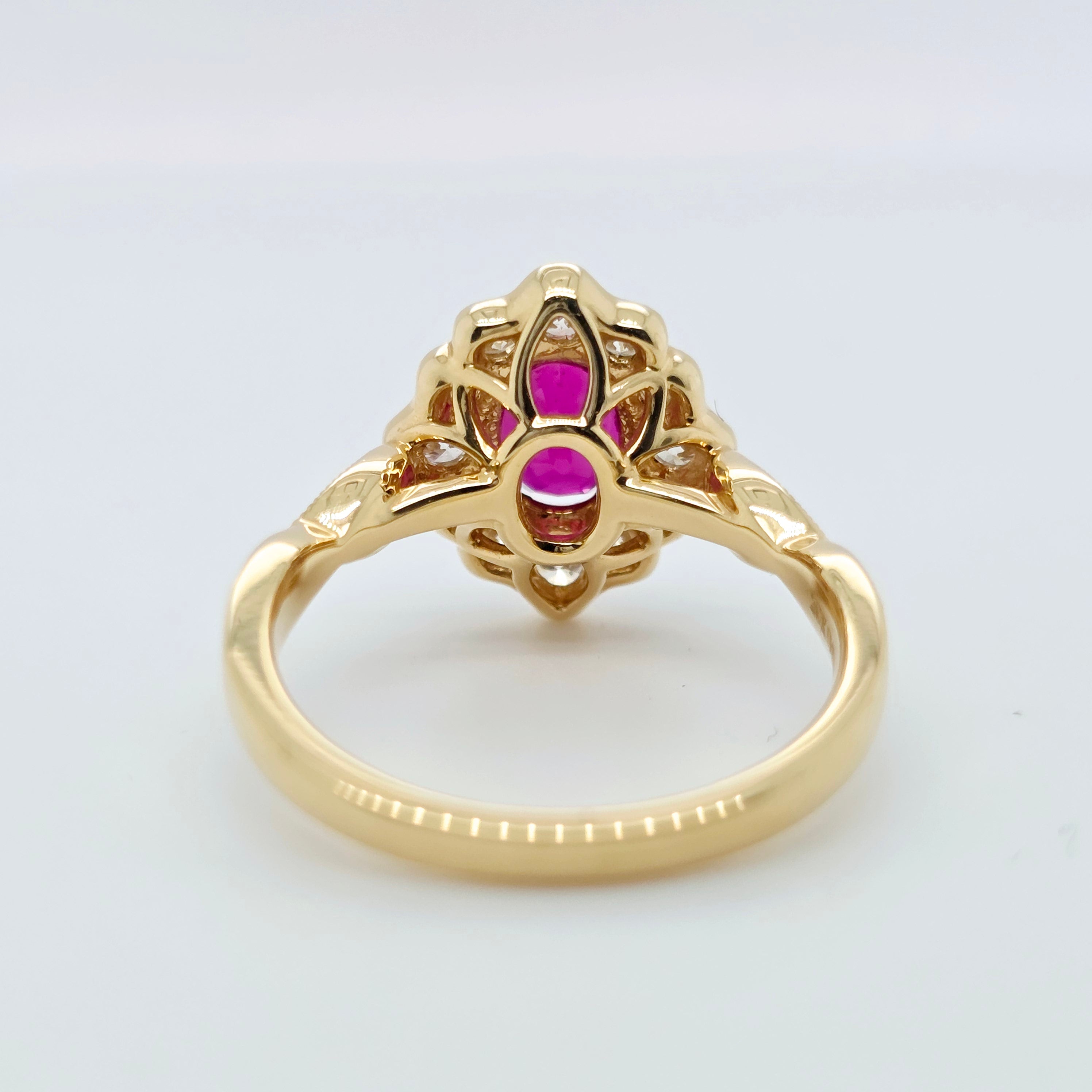 1.01ct Burma Ruby Engagement Ring | F VS1 Diamonds | 18K Gold