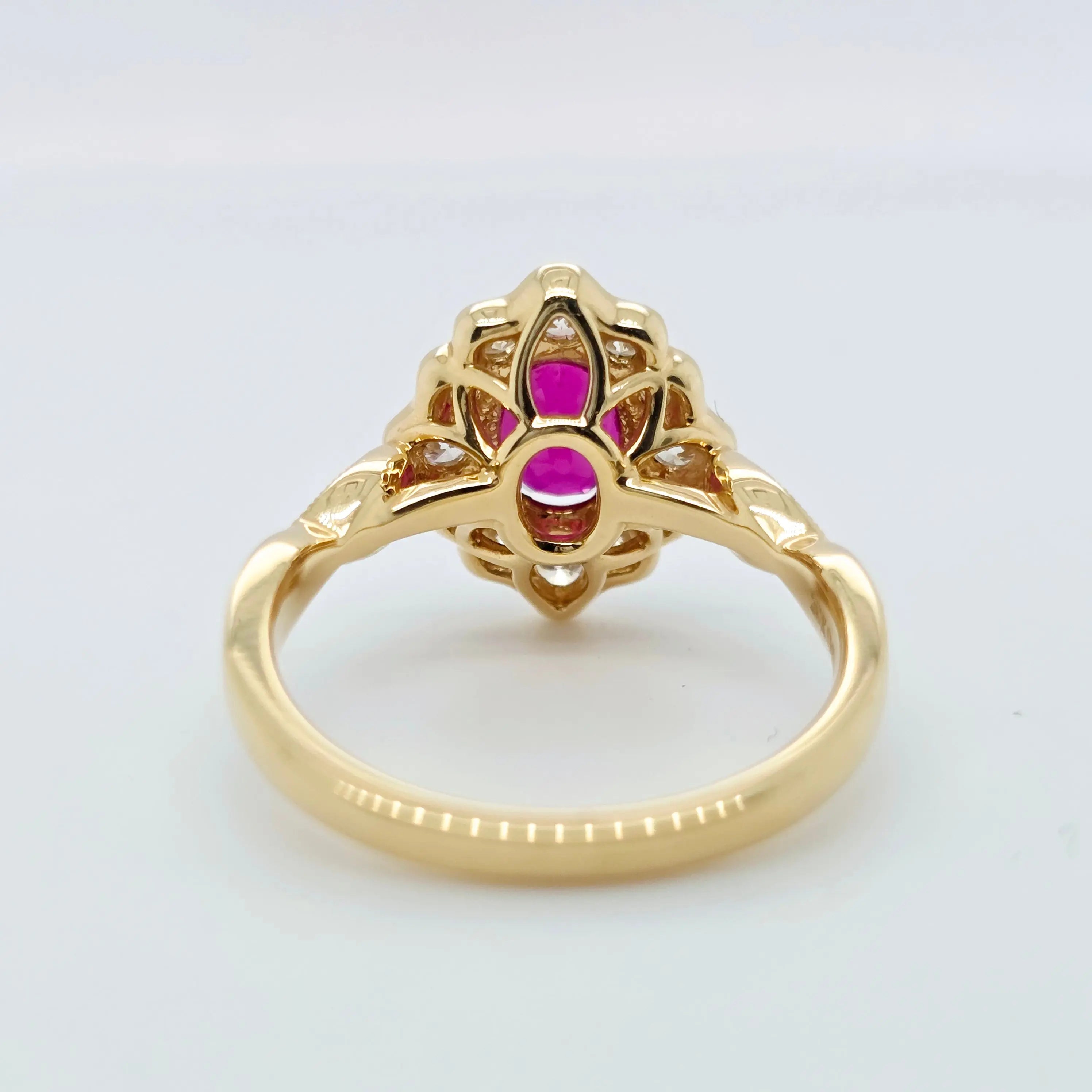 1.01ct Burma Ruby Engagement Ring | F VS1 Diamonds | 18K Gold Chloe's Jewellers