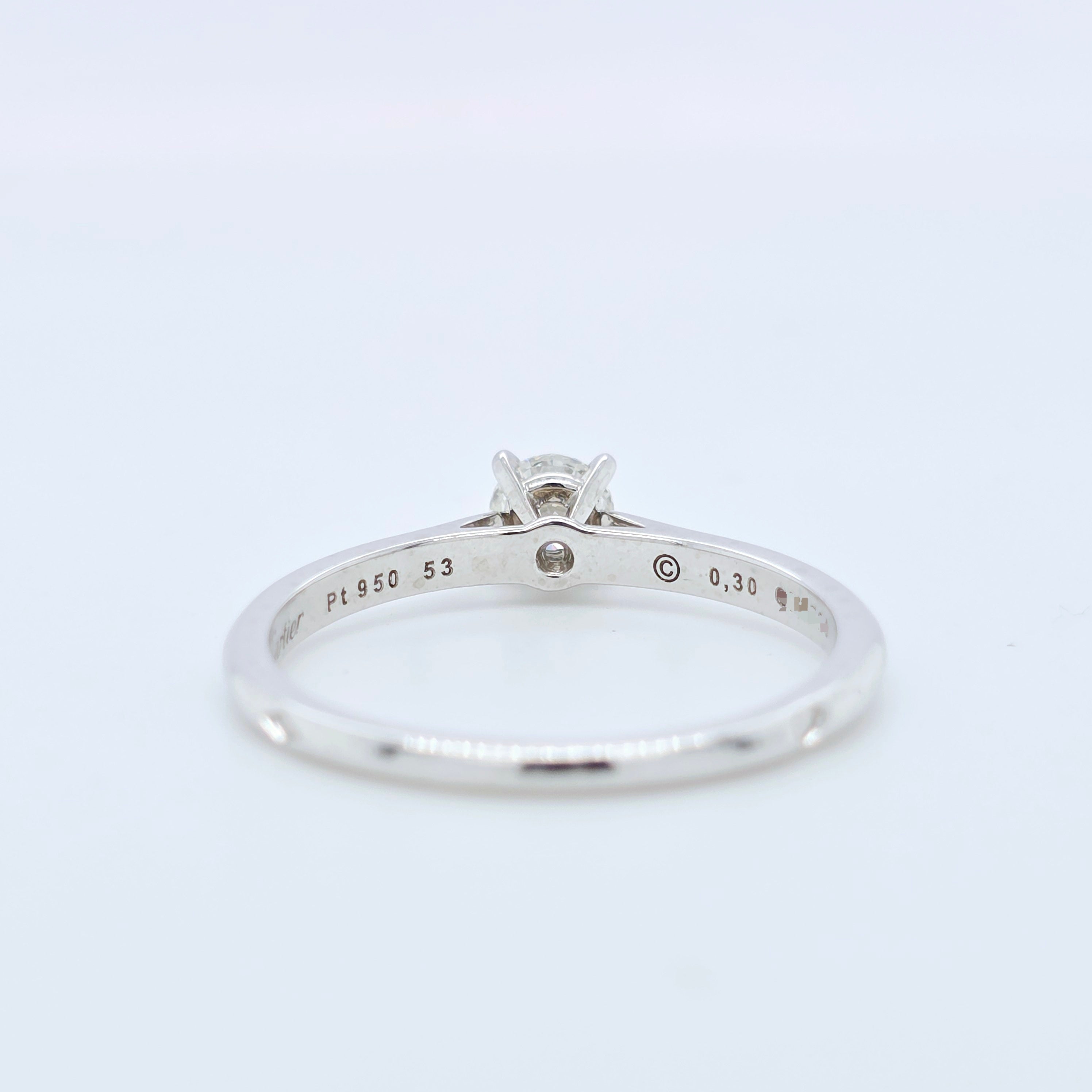 Cartier Solitaire 1985 0.30ct Brilliant Cut Diamond Ring, GIA, Platinum, Size 53