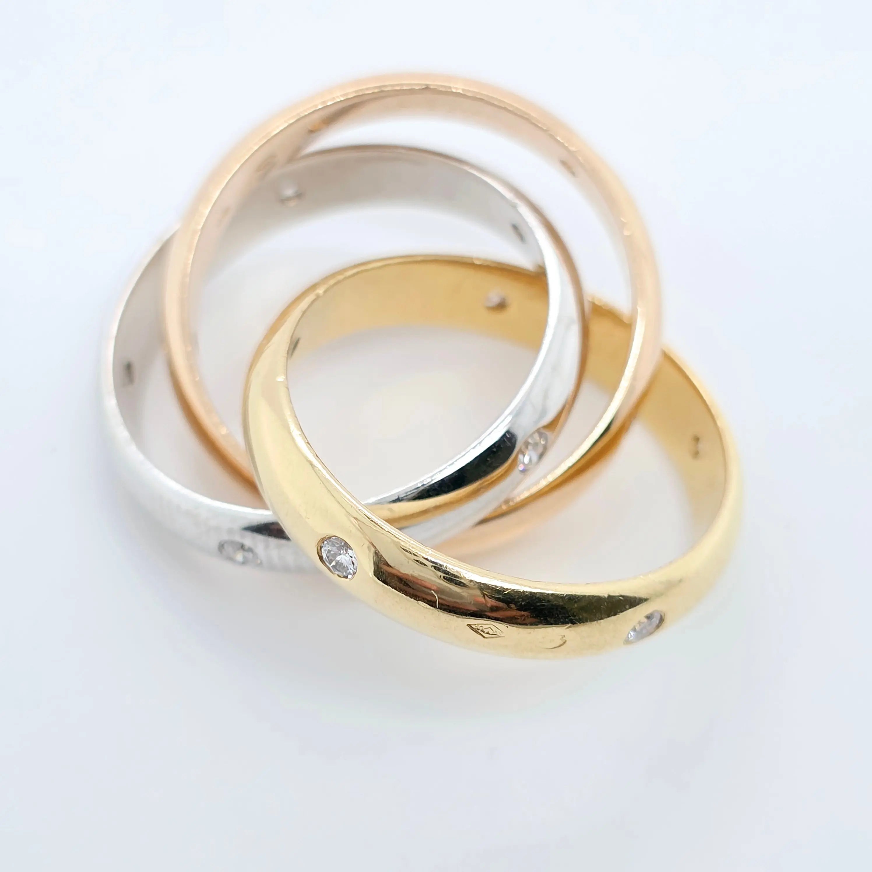 Cartier Diamond Trinity Ring, Vintage Classic Model, 15 Diamonds, Size 47 Chloe's Jewellers