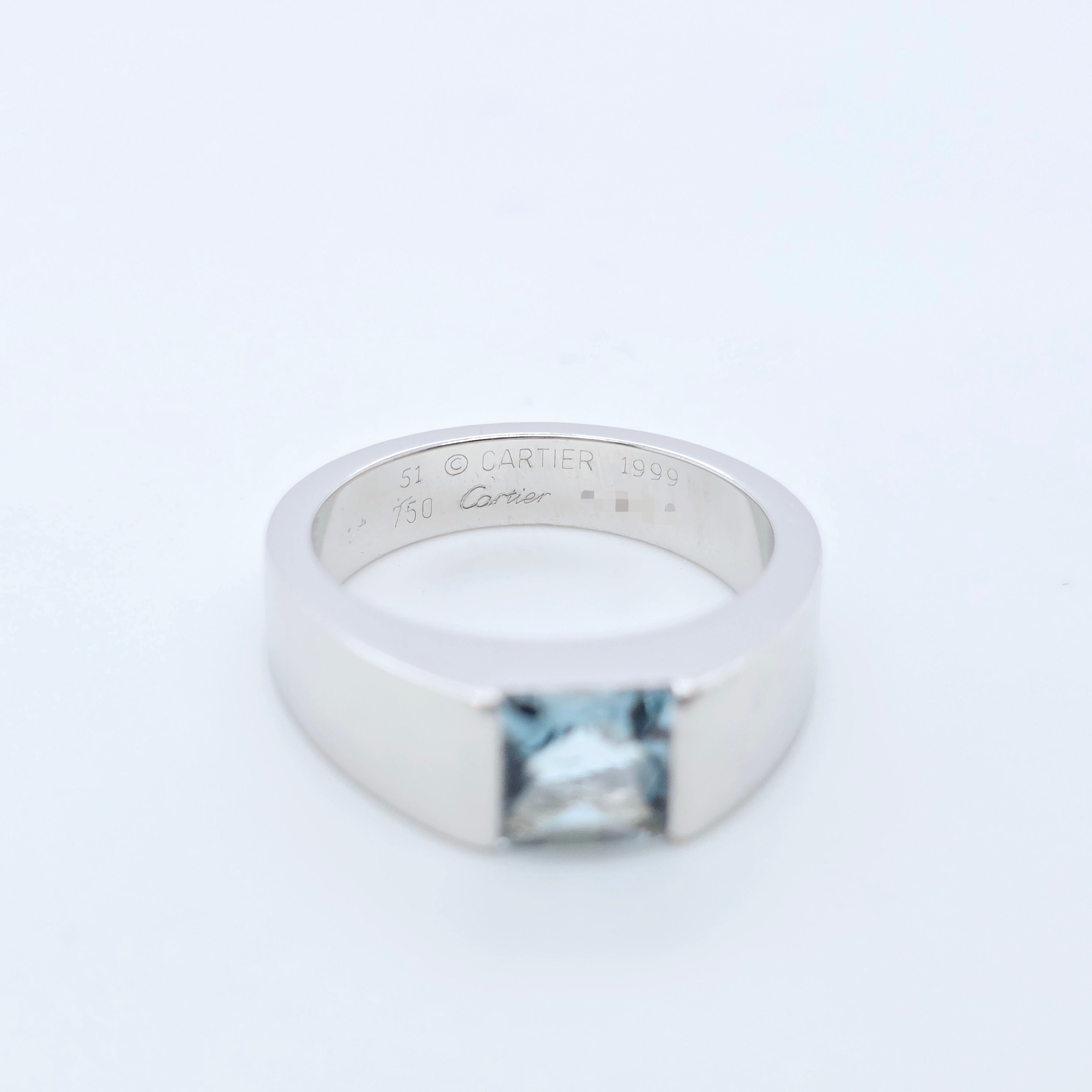 Cartier Tank Topaz Ring, 18ct White Gold, Size 51