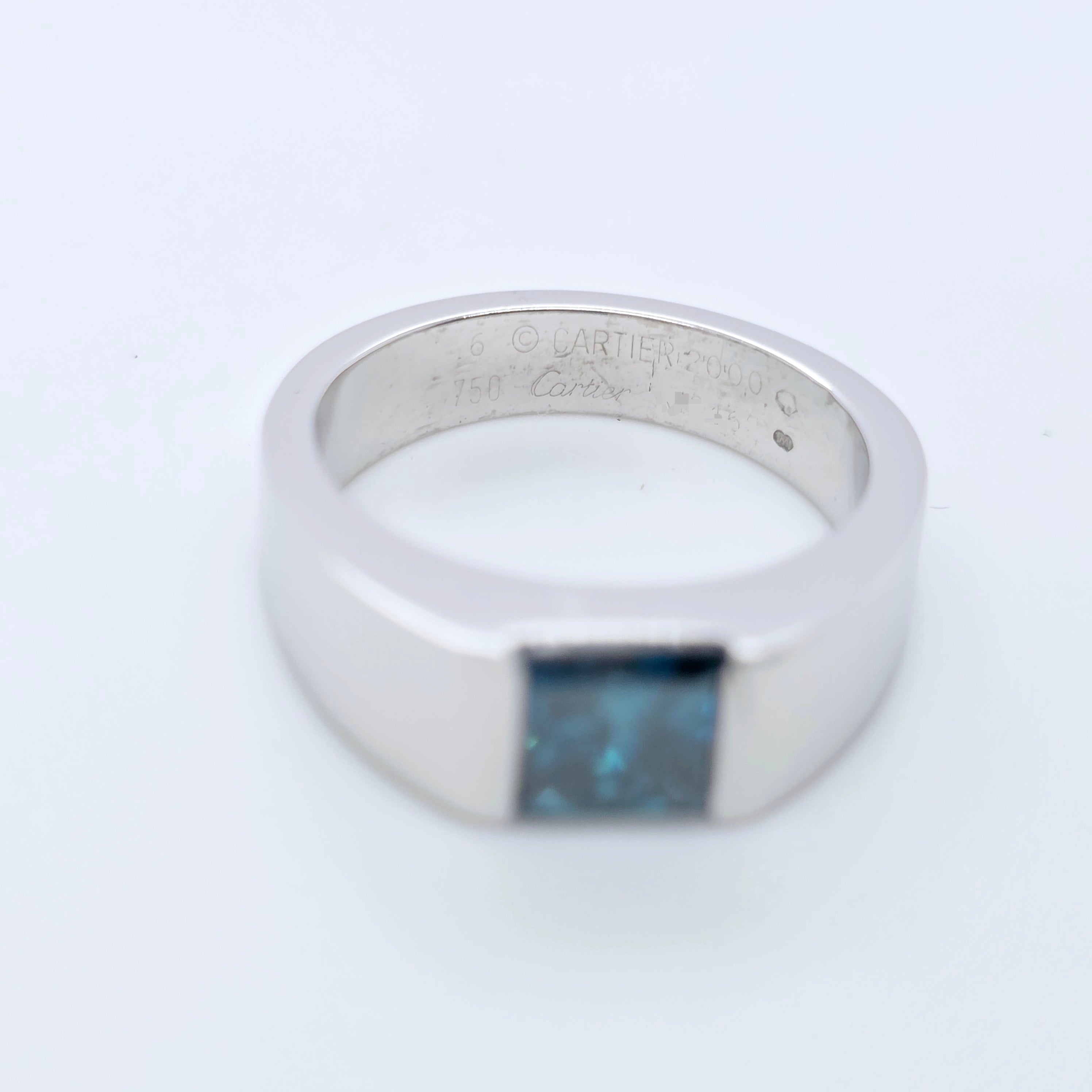 Cartier Tank Topaz Ring, 18ct White Gold, Size J, Year 2000
