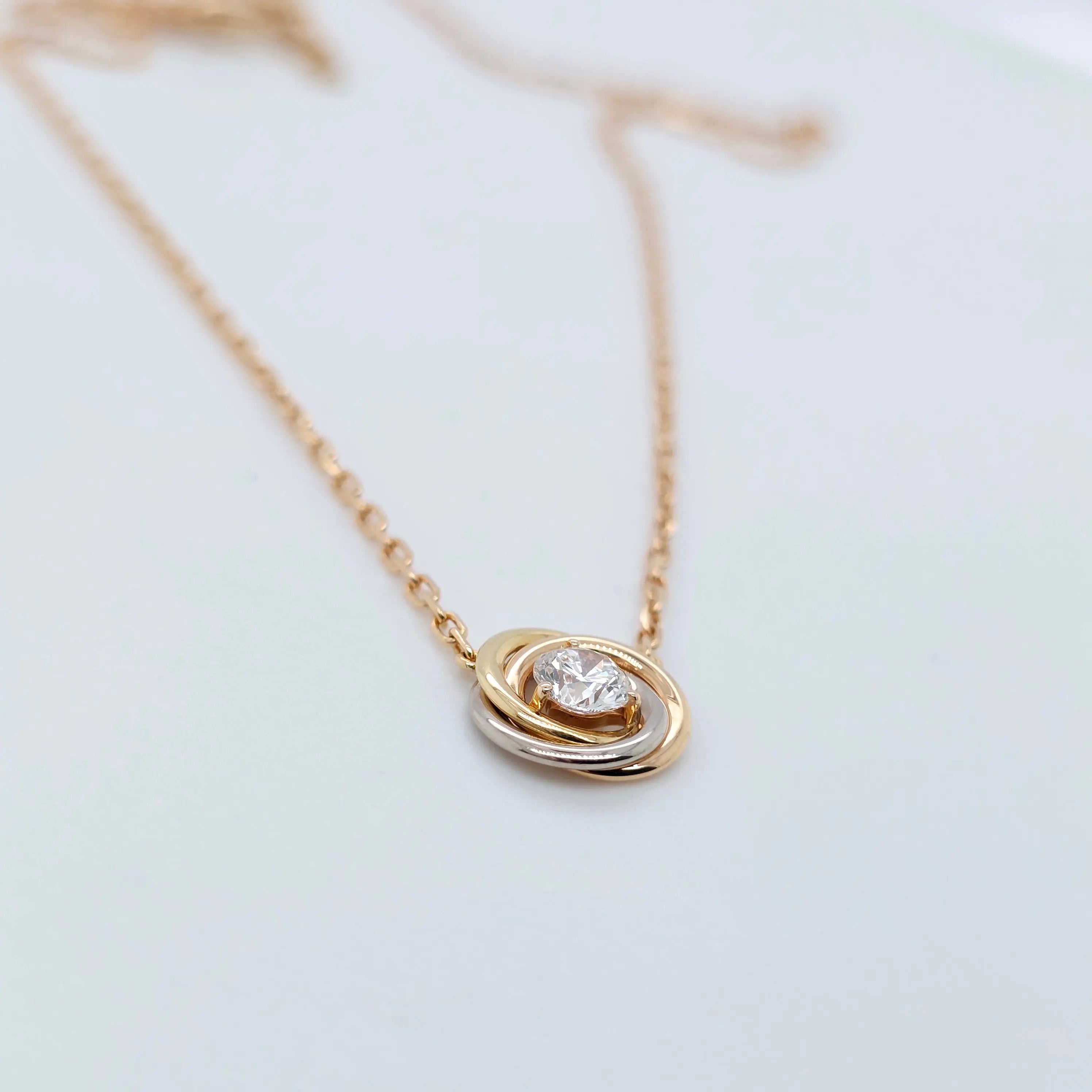 Cartier Mixed Gold & Diamond Trinity Pendant, 1 Diamond, 18ct Certificate Chloe's Jewellers