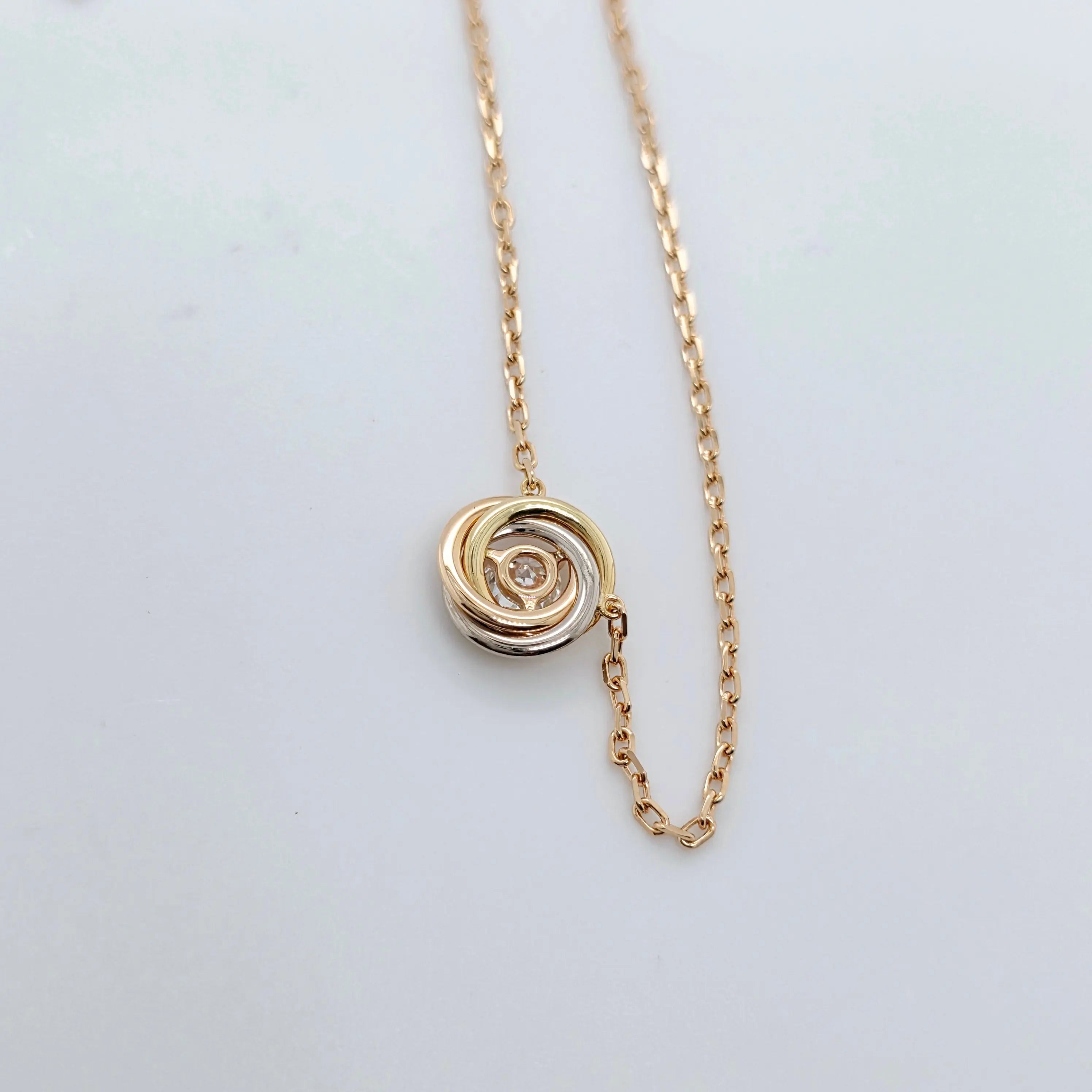 Cartier Mixed Gold & Diamond Trinity Pendant, 1 Diamond, 18ct Certificate Chloe's Jewellers