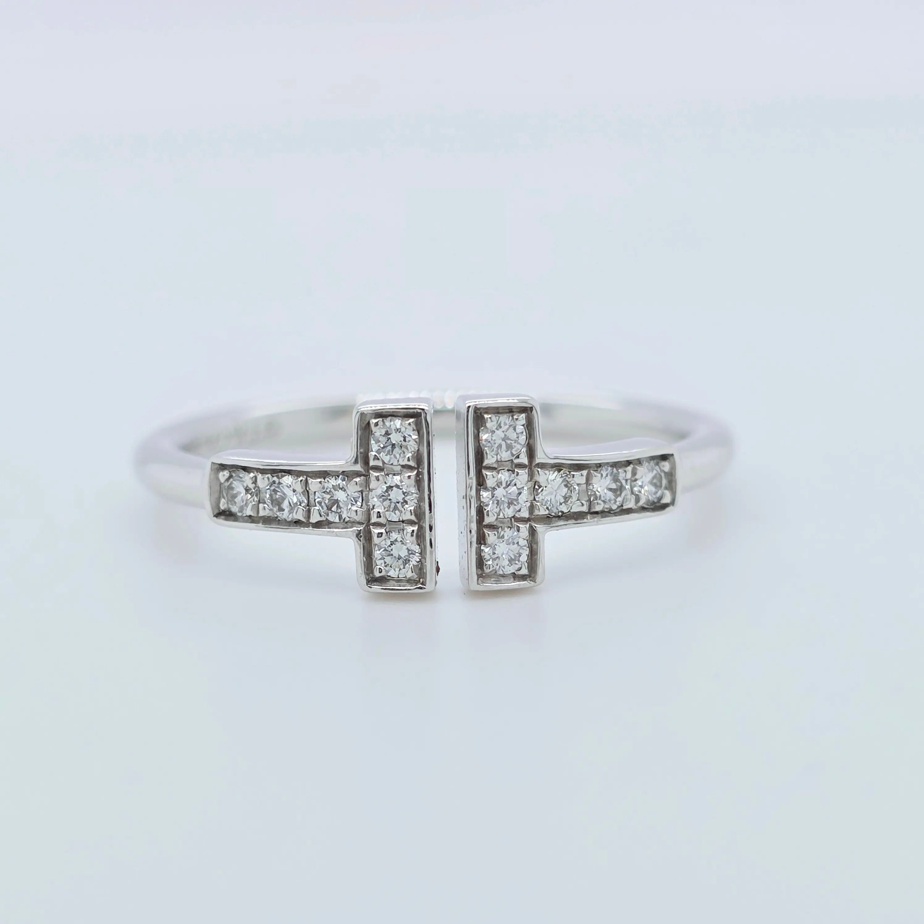 Tiffany & Co. Tiffany T Diamond Wire Ring, 18ct White Gold, Size 6.5 Chloe's Jewellers