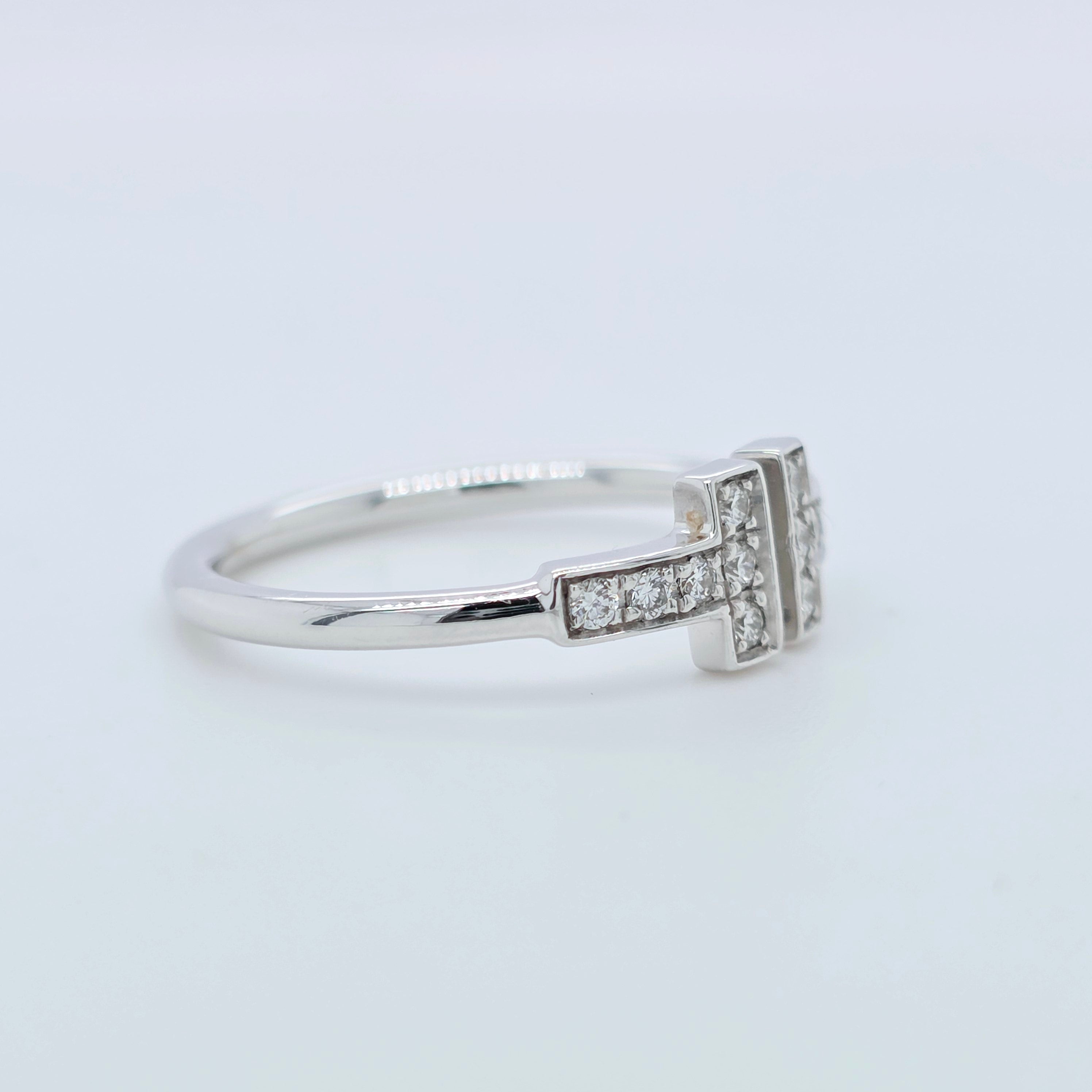 Tiffany & Co. Tiffany T Diamond Wire Ring, 18ct White Gold, Size 6.5 Chloe's Jewellers