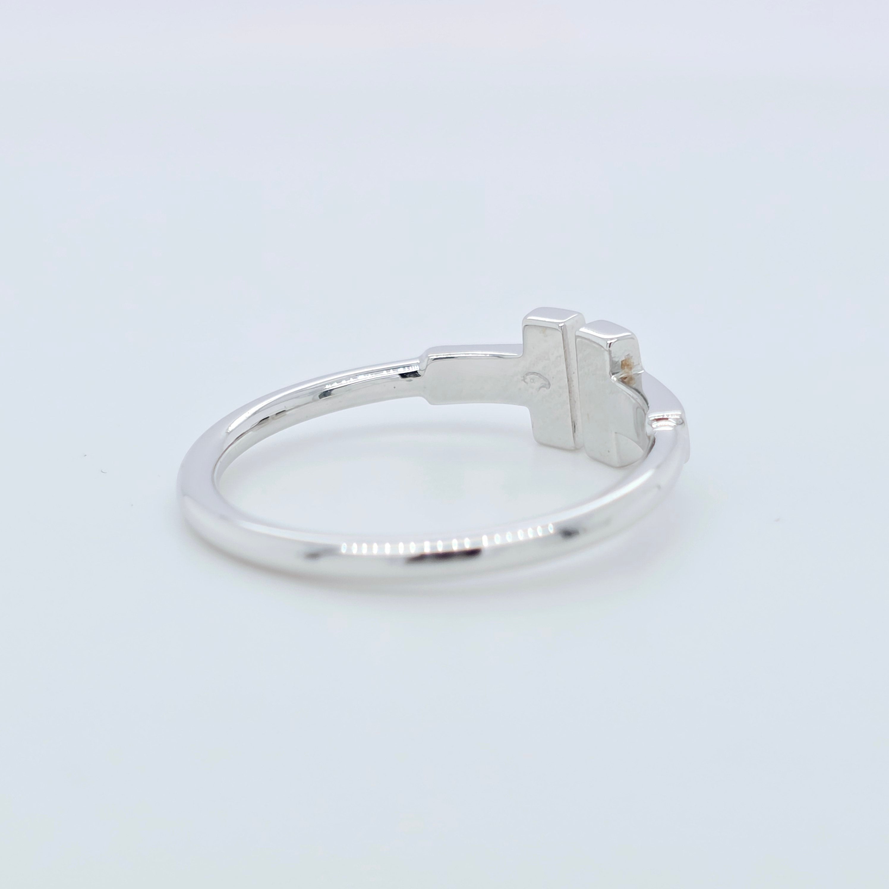 Tiffany & Co. Tiffany T Diamond Wire Ring, 18ct White Gold, Size 6.5 Chloe's Jewellers