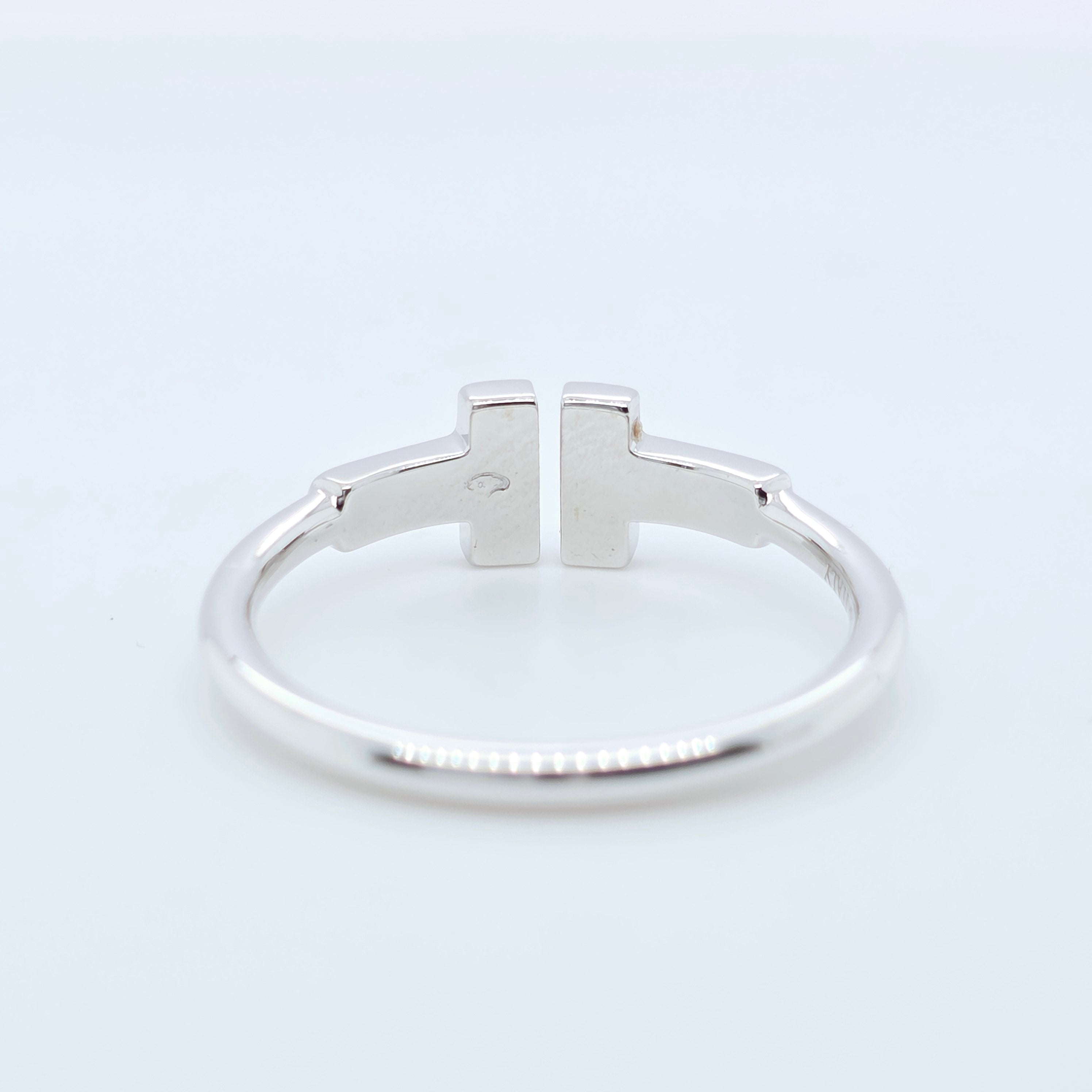 Tiffany & Co. Tiffany T Diamond Wire Ring, 18ct White Gold, Size 6.5 Chloe's Jewellers