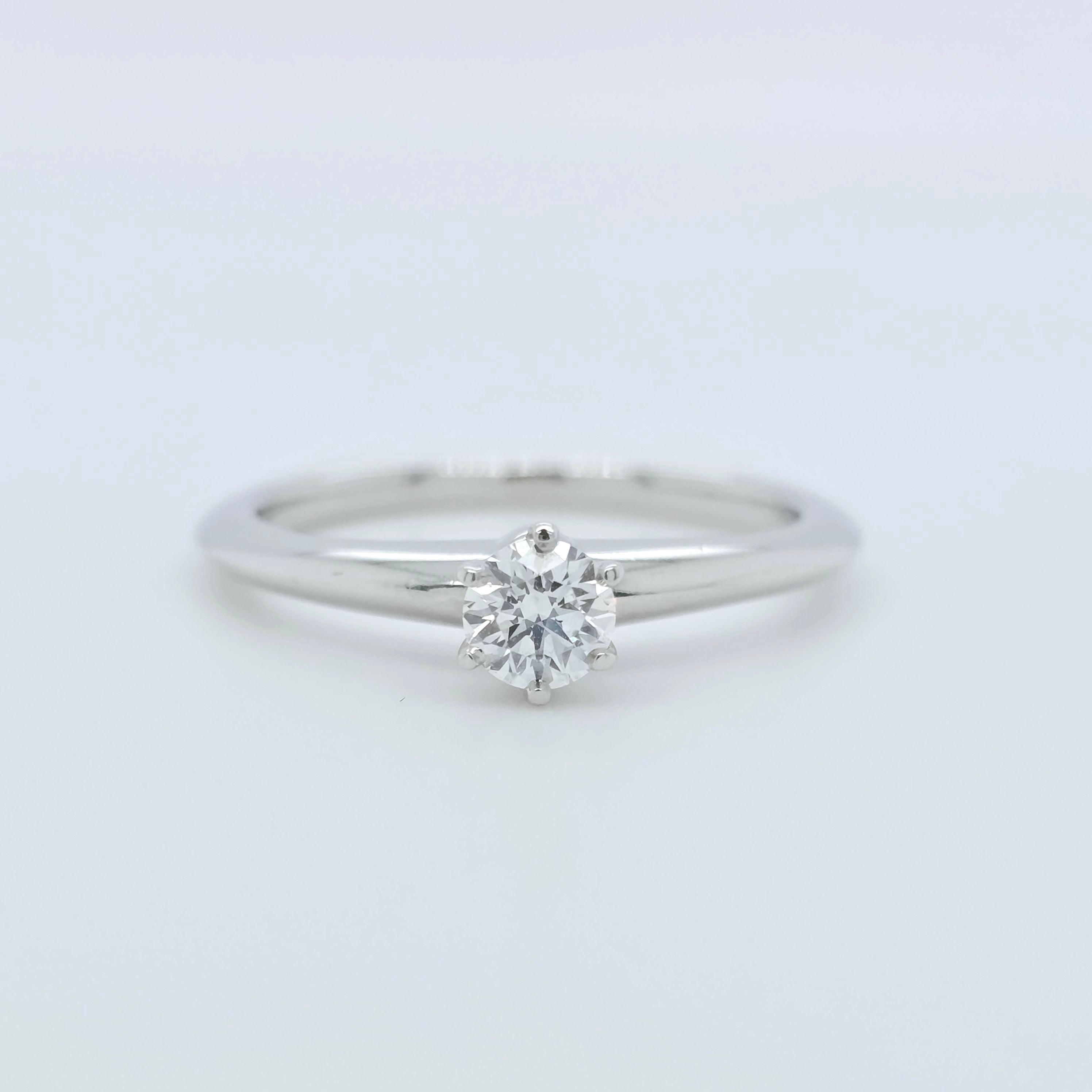 Tiffany & Co Diamond Engagement Ring, Platinum with 0.24ct Round Cut Diamond Chloe's Jewellers