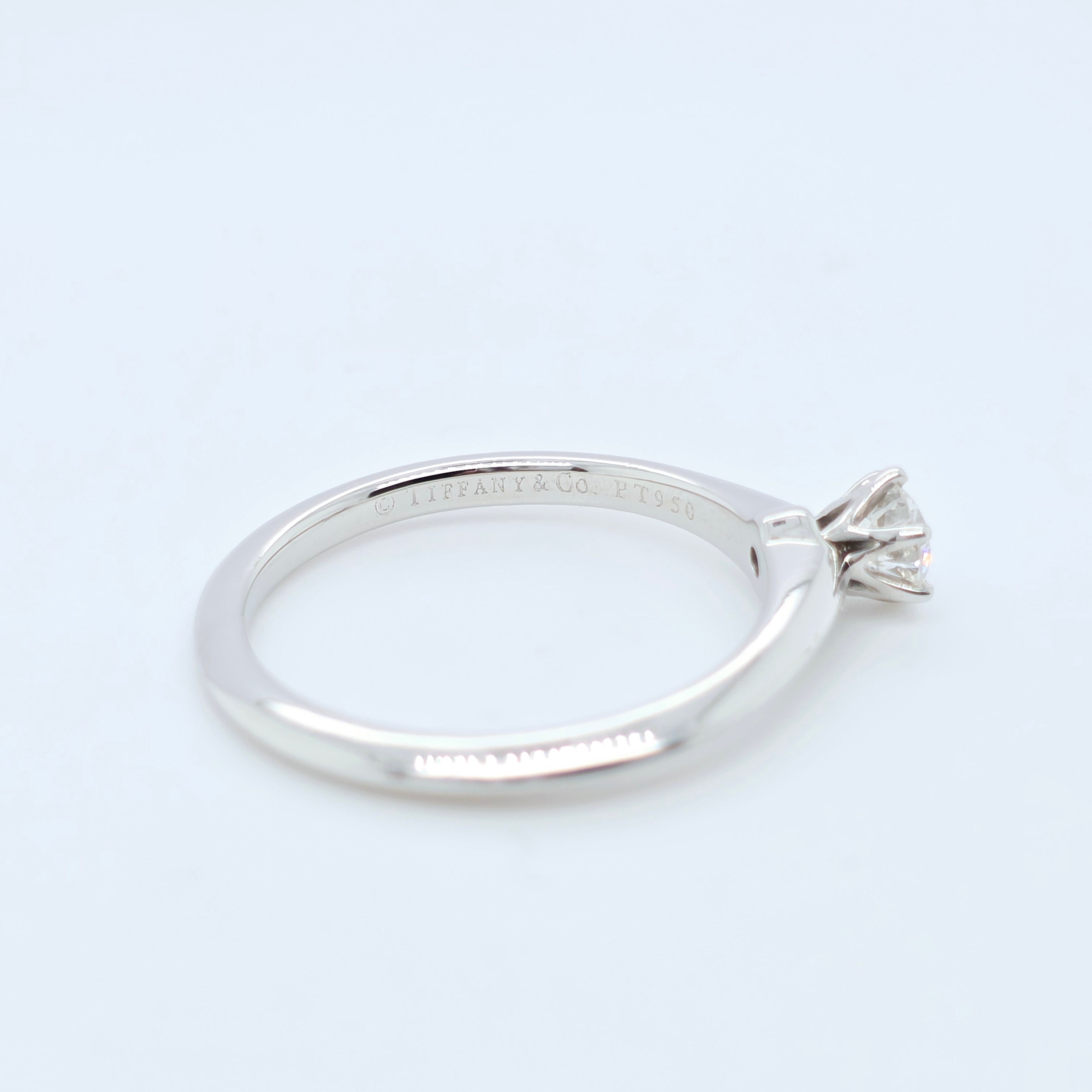 Tiffany & Co Diamond Engagement Ring, Platinum with 0.24ct Round Cut Diamond Chloe's Jewellers