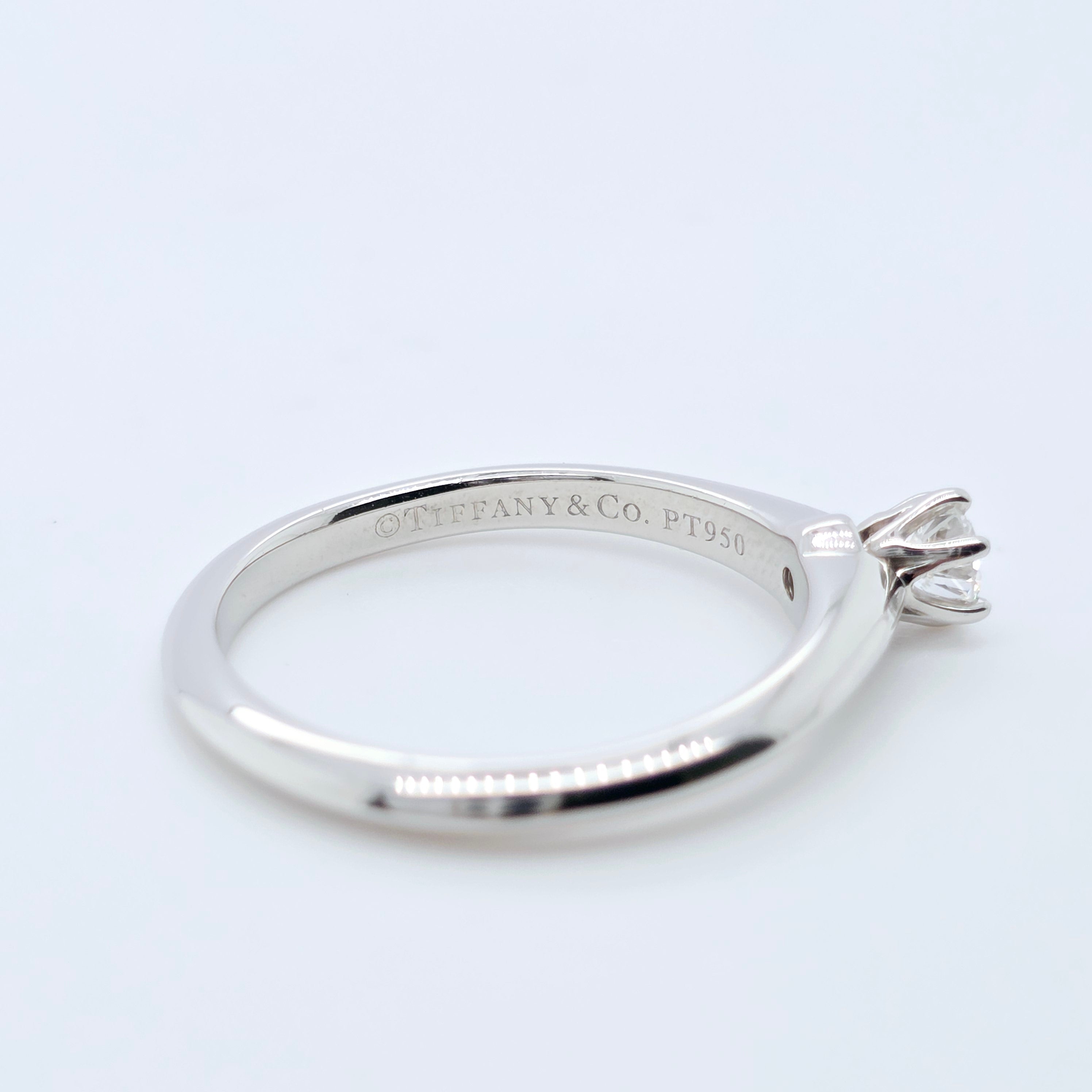 Tiffany & Co. Diamond Engagement Ring, Round Cut Diamond, 6 Claws, Platinum