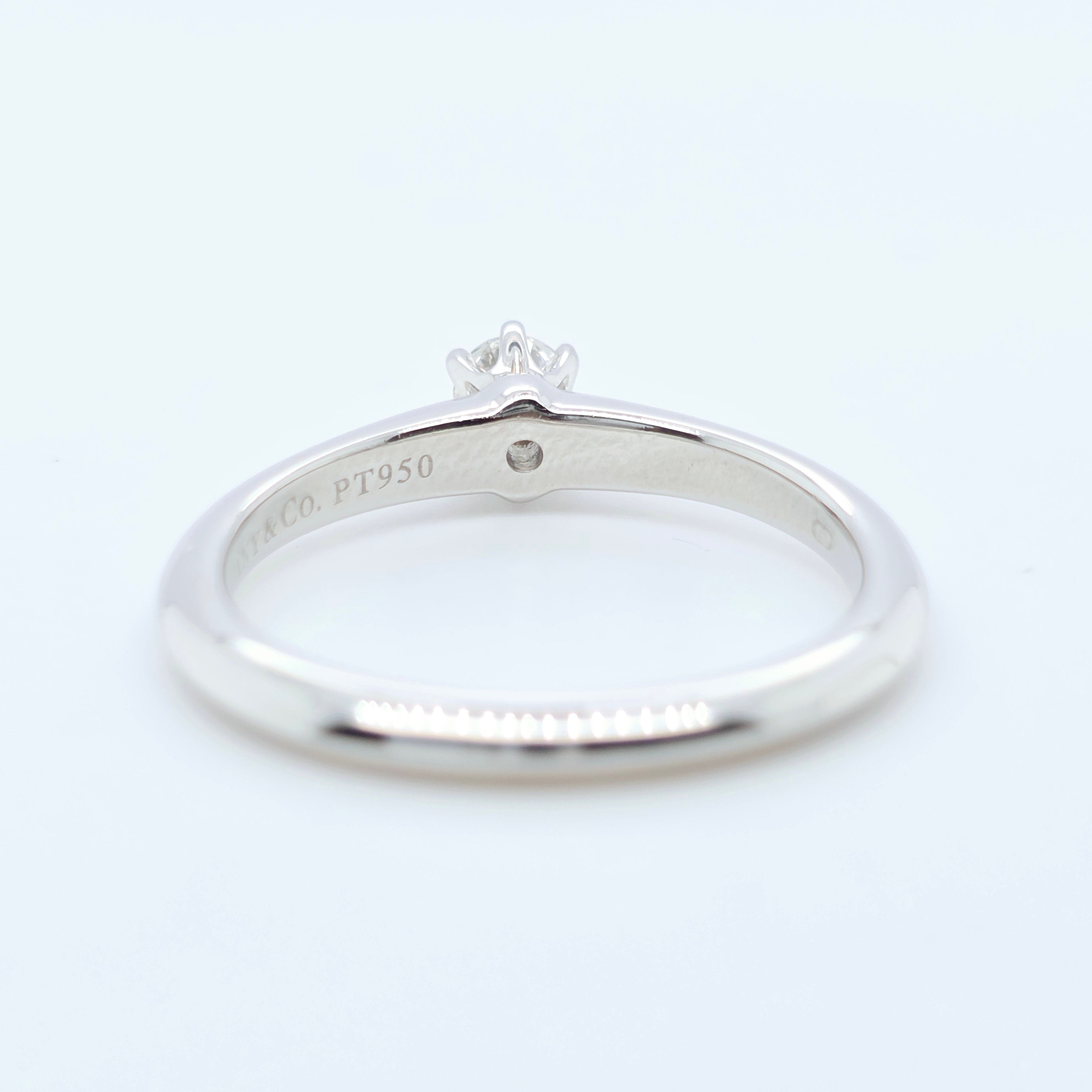 Tiffany & Co. Diamond Engagement Ring, Round Cut Diamond, 6 Claws, Platinum