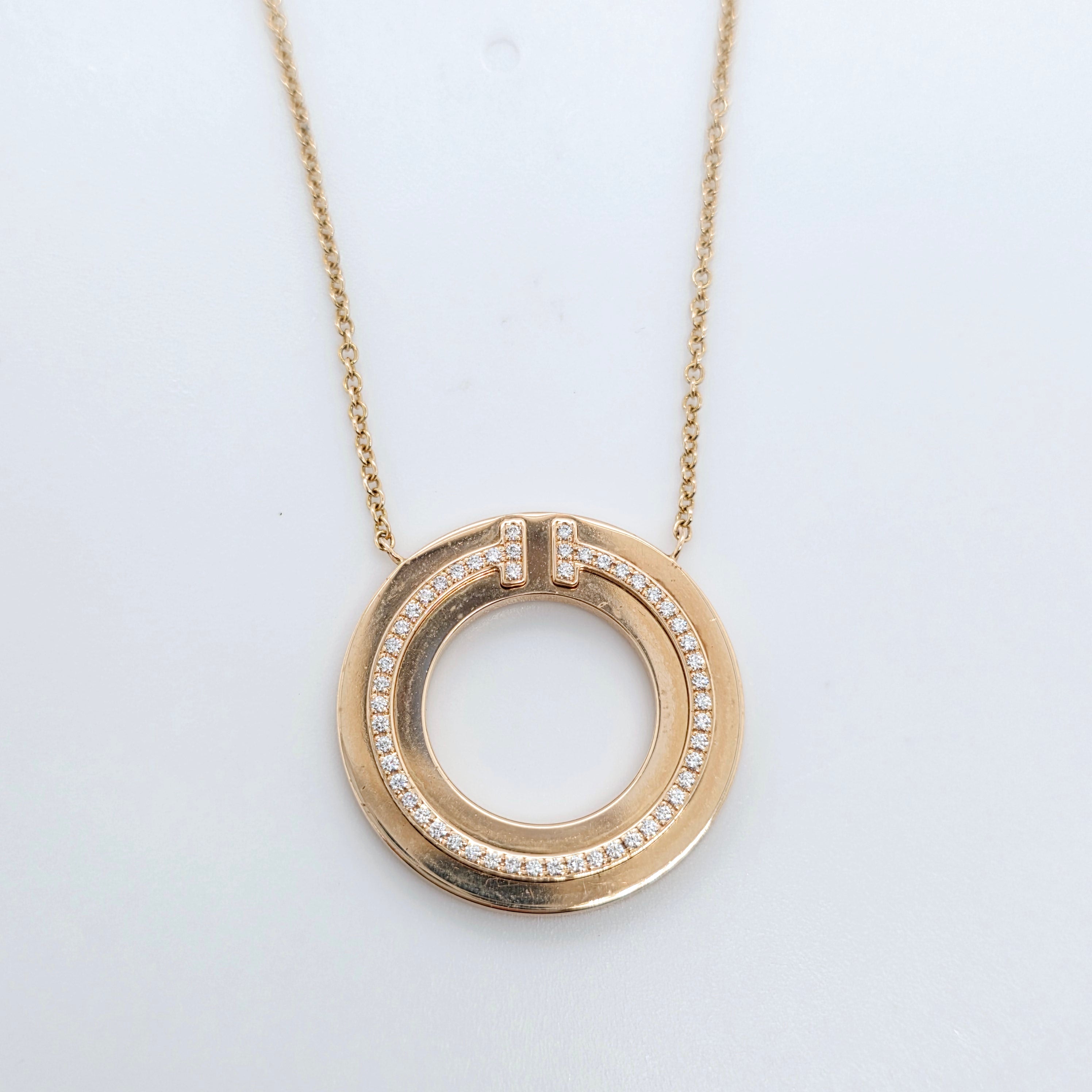 Tiffany & Co. T Diamond Circle Pendant, 18ct Rose Gold