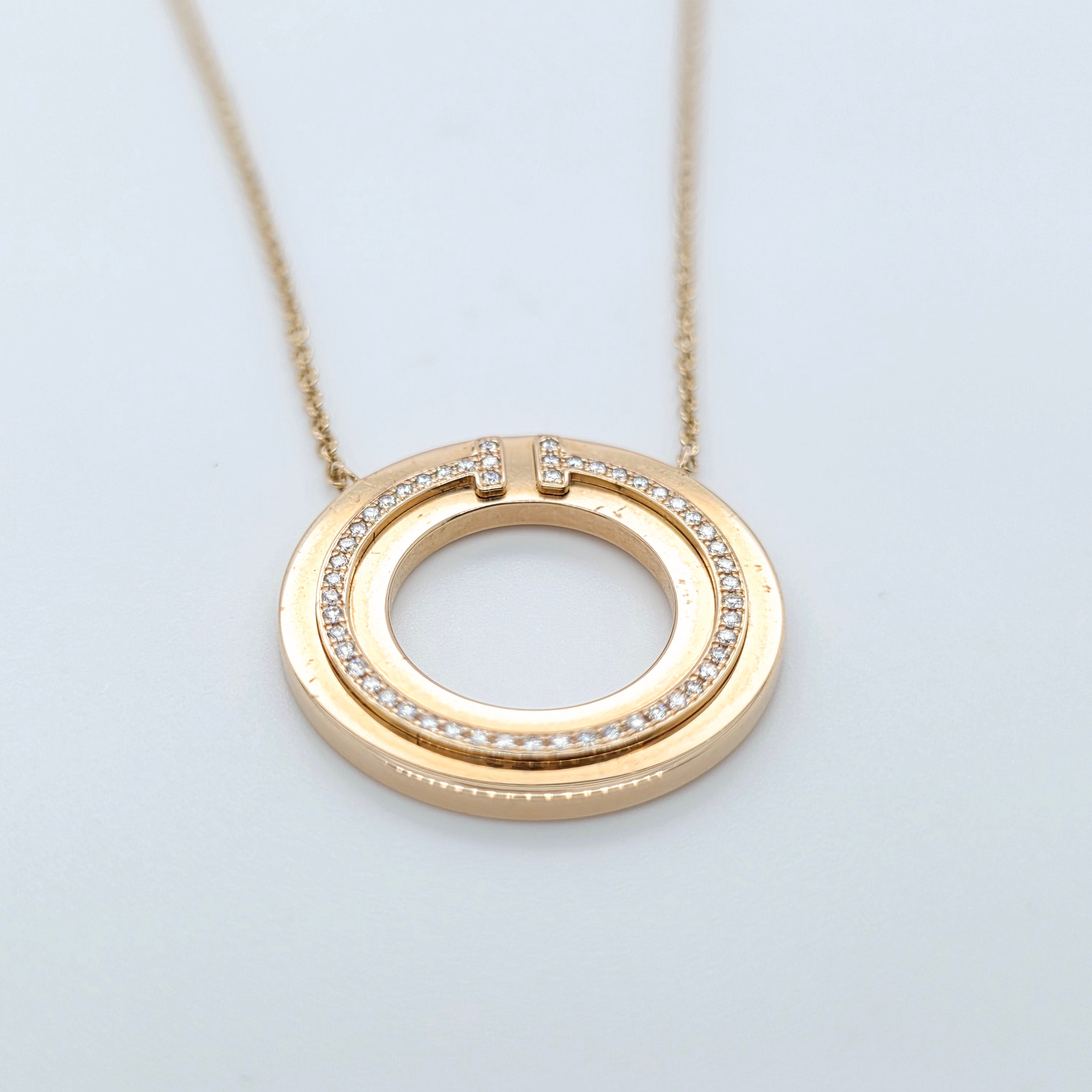Tiffany & Co. T Diamond Circle Pendant, 18ct Rose Gold