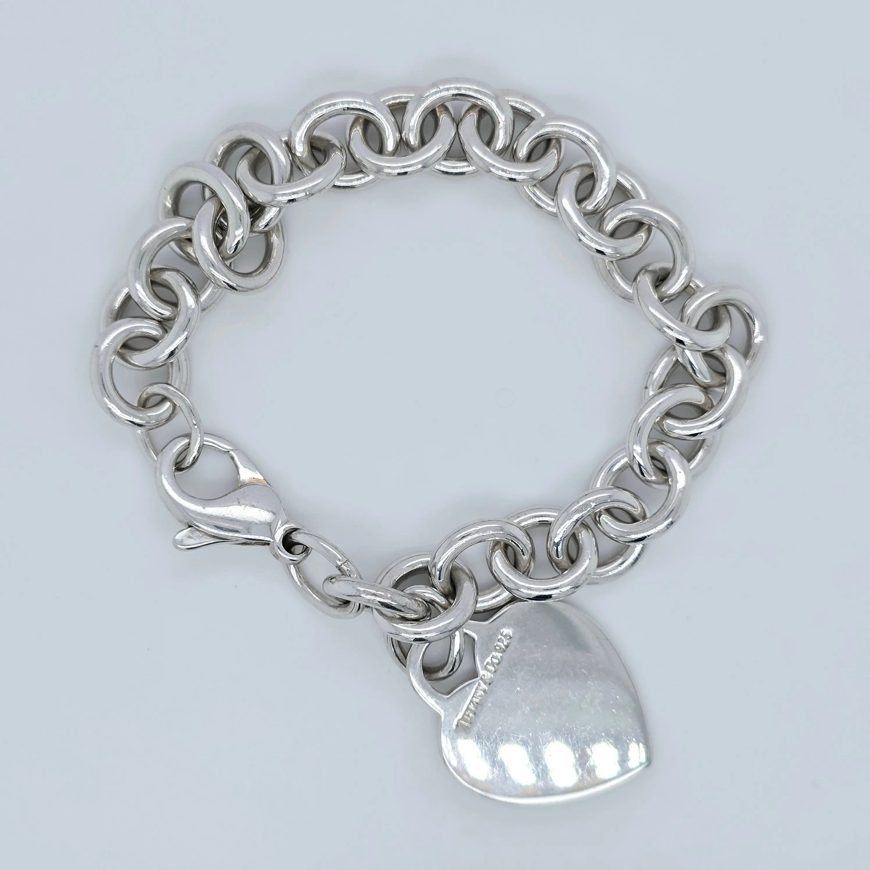 Tiffany & Co. Sterling Silver Tag Heart Charm Bracelet, 7 Inches Chloe's Jewellers