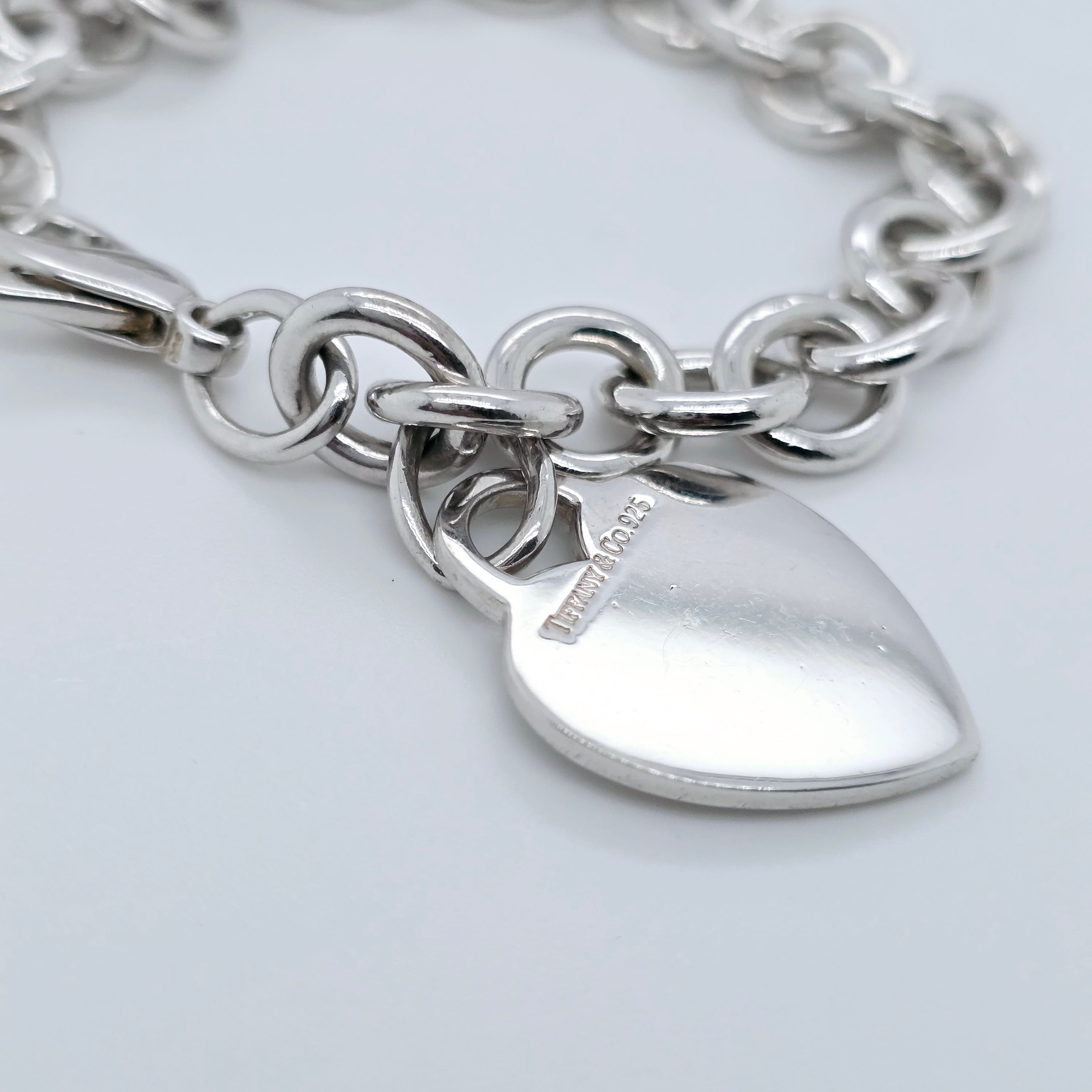 Tiffany & Co. Sterling Silver Tag Heart Charm Bracelet, 7 Inches